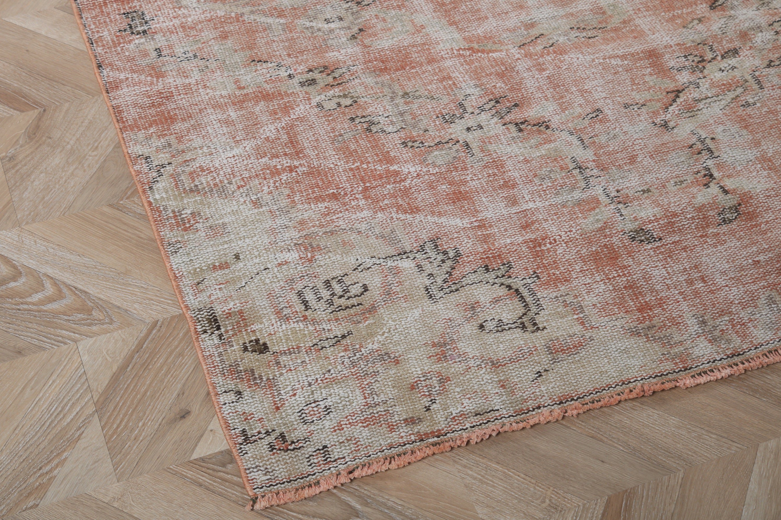 Boho Area Rugs, Wool Rug, Nursery Rug, 4x7.5 ft Area Rugs, Turkish Rug, Vintage Rug, Rugs for Oushak Area, Moroccan Rugs, Orange Wool Rug