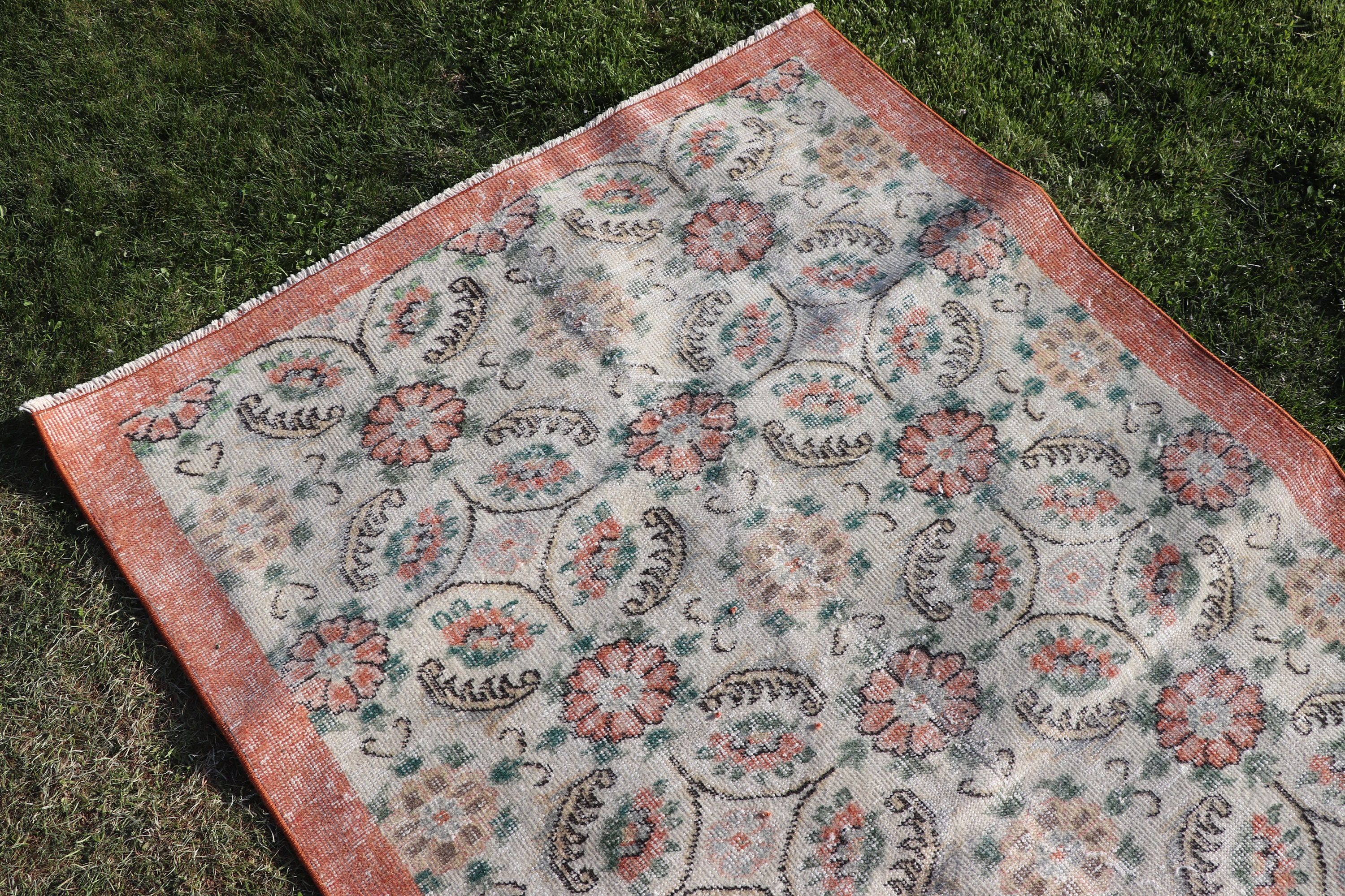 Mutfak Halıları, 3,6x6,3 ft Aksan Halısı, Vintage Halı, Giriş Halısı, Oryantal Halı, Dış Mekan Halıları, Bej Anadolu Halıları, Türk Halısı, Yatak Odası Halısı