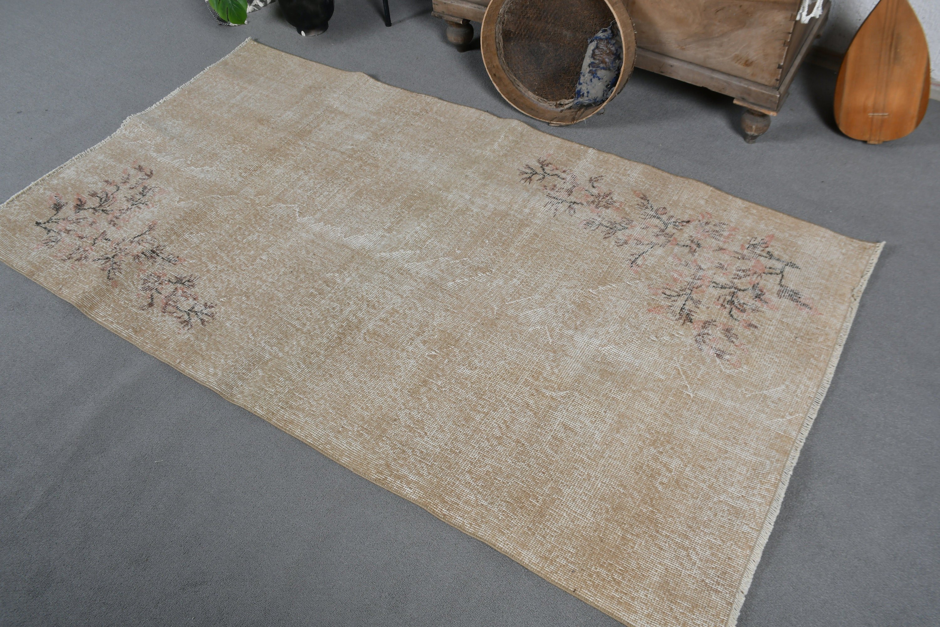 Kitchen Rug, Turkish Rug, 3.4x6.3 ft Accent Rugs, Home Decor Rug, Vintage Rug, Rugs for Nursery, Beige Kitchen Rug, Nursery Rug, Pale Rugs