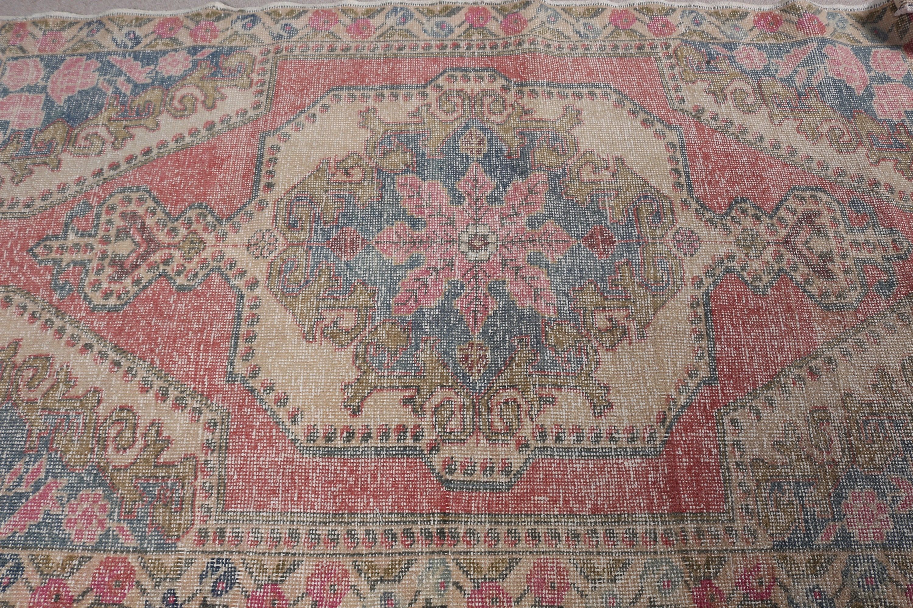 Mutfak Halıları, Kırmızı Ev Dekorasyonu Halısı, İç Mekan Halısı, Antika Halılar, Vintage Halı, Eski Halı, Yün Halı, Yurt Halıları, 4.2x6.8 ft Alan Halısı, Türk Halısı