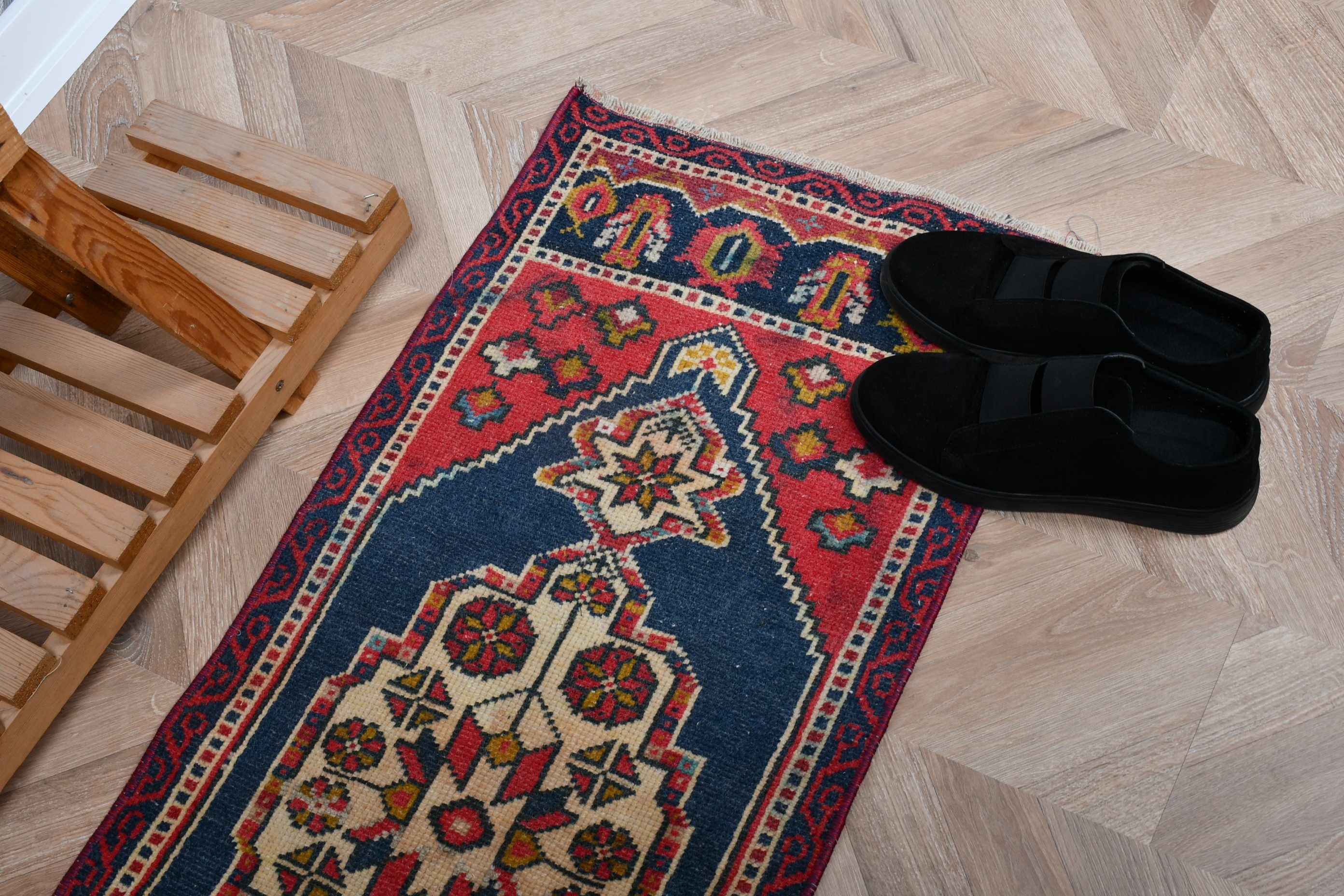 Red Wool Rug, 1.6x3.7 ft Small Rugs, Vintage Rug, Bohemian Rug, Nursery Rug, Antique Rug, Bedroom Rug, Rugs for Door Mat, Turkish Rug