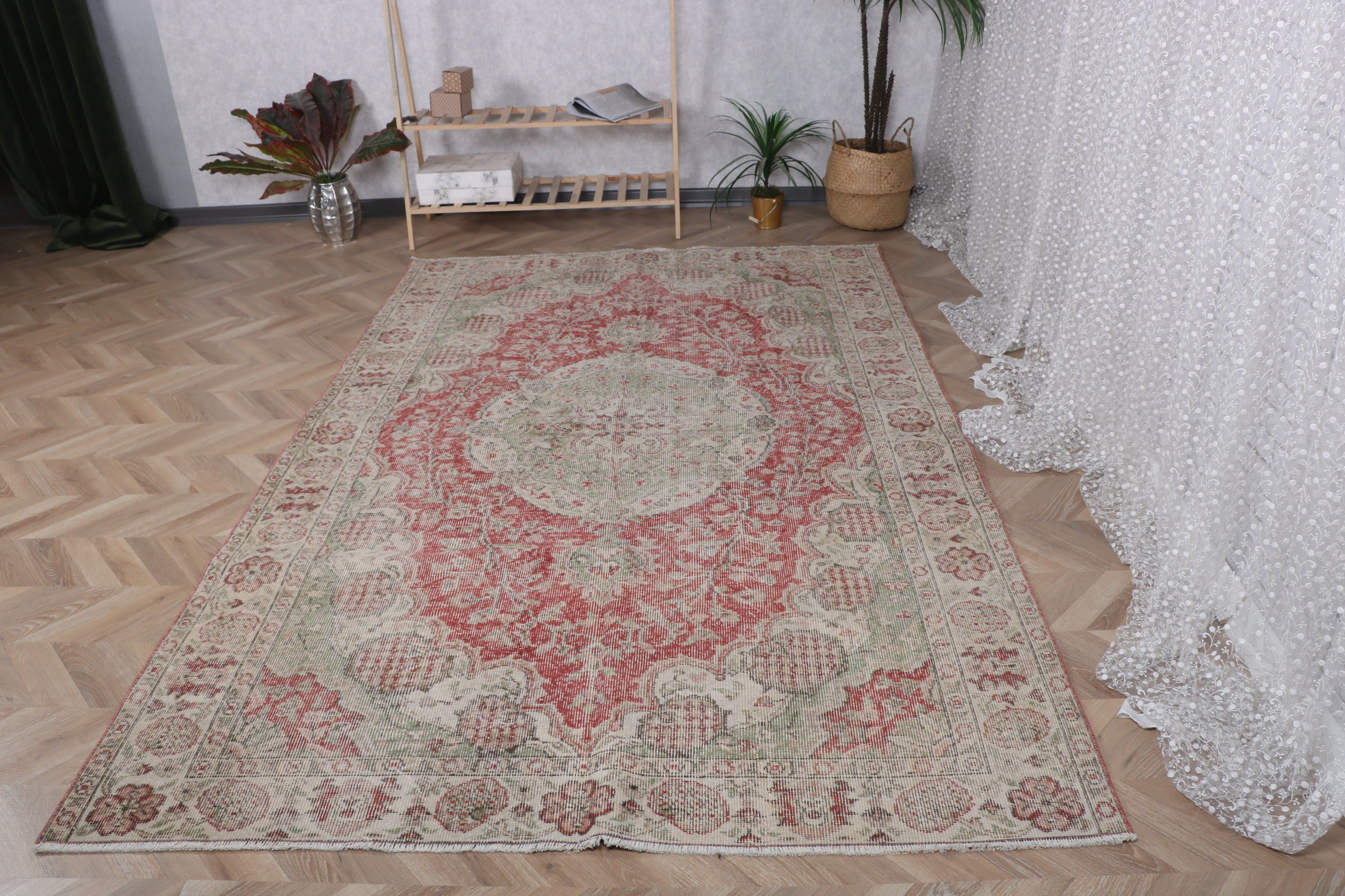 Mutfak Halıları, Vintage Halılar, Büyük Oushak Halıları, Aztek Halıları, Salon Halıları, Yer Halıları, 5,7x8,9 ft Büyük Halılar, Yeşil Oryantal Halılar, Türk Halısı