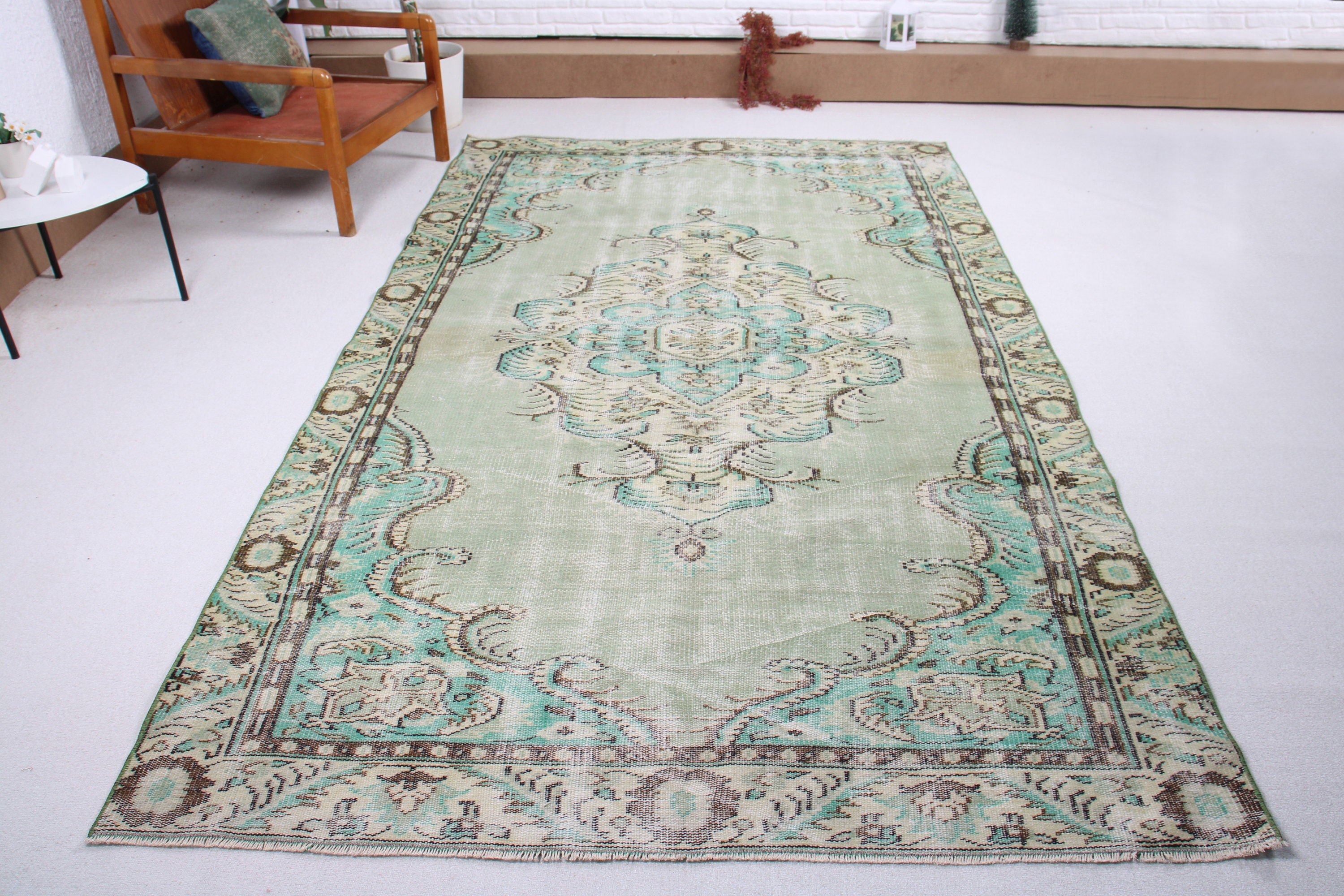 Turkish Rug, 5.6x9.4 ft Large Rugs, Large Boho Rugs, Bedroom Rugs, Vintage Rug, Green Moroccan Rug, Anatolian Rugs, Home Decor Rugs