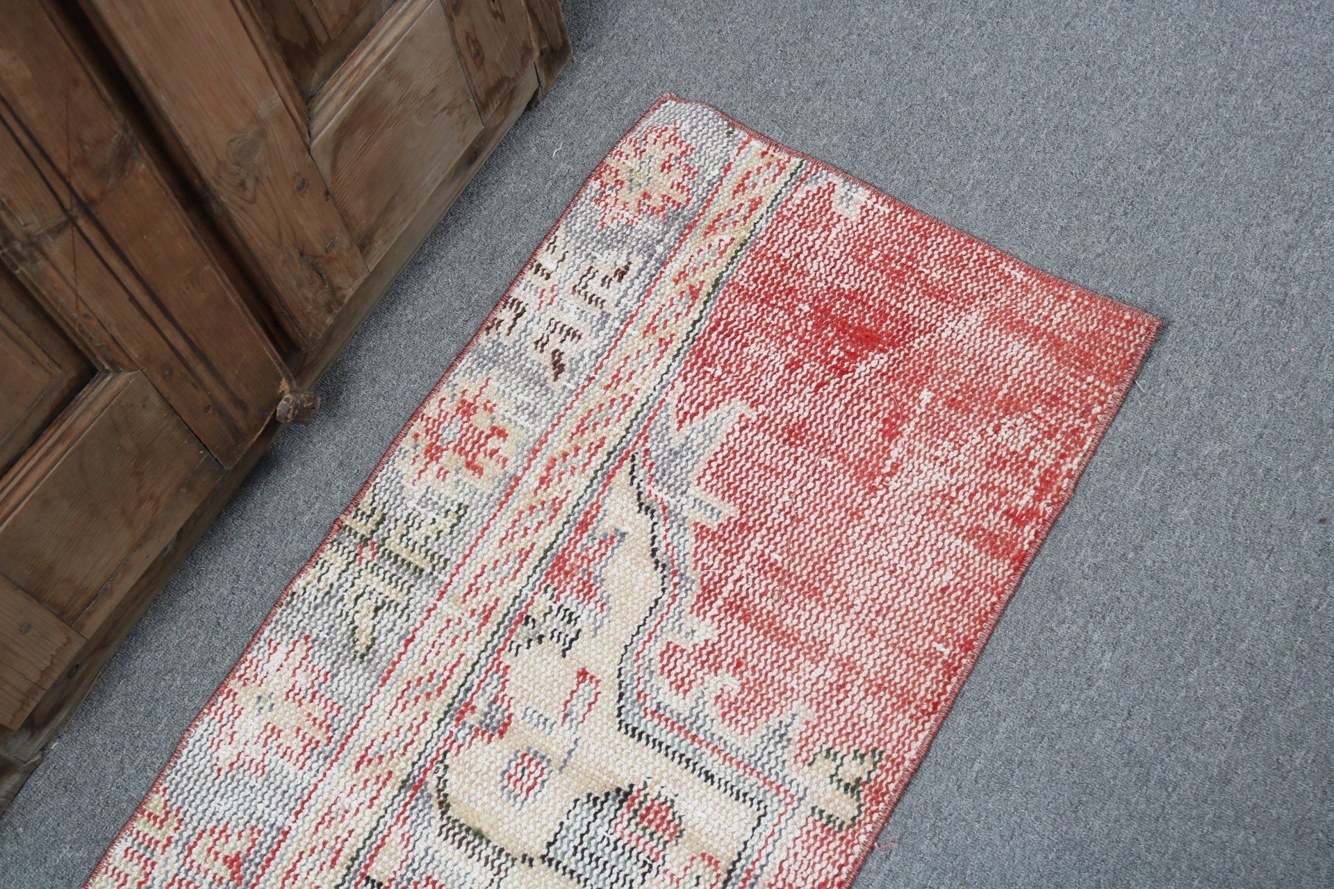 Küçük Boho Halıları, Türk Halısı, Kırmızı Yatak Odası Halıları, Küçük Vintage Halı, Oryantal Halılar, Vintage Halı, Antika Halılar, 1.6x3.3 ft Küçük Halılar