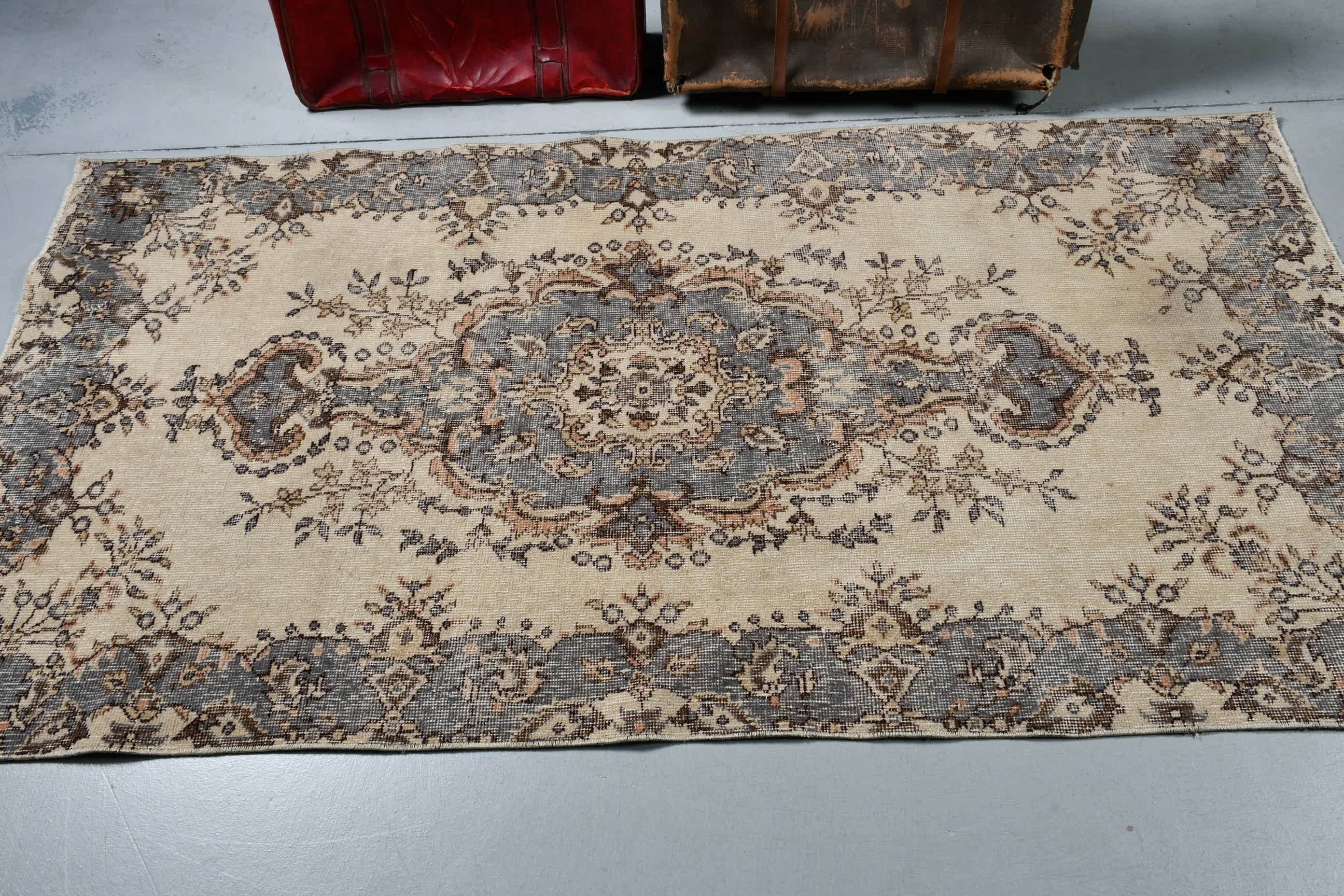 Bedroom Rug, Muted Rug, Indoor Rug, Vintage Rugs, Beige Bedroom Rugs, Home Decor Rug, 3.6x6.9 ft Area Rugs, Rugs for Floor, Turkish Rug