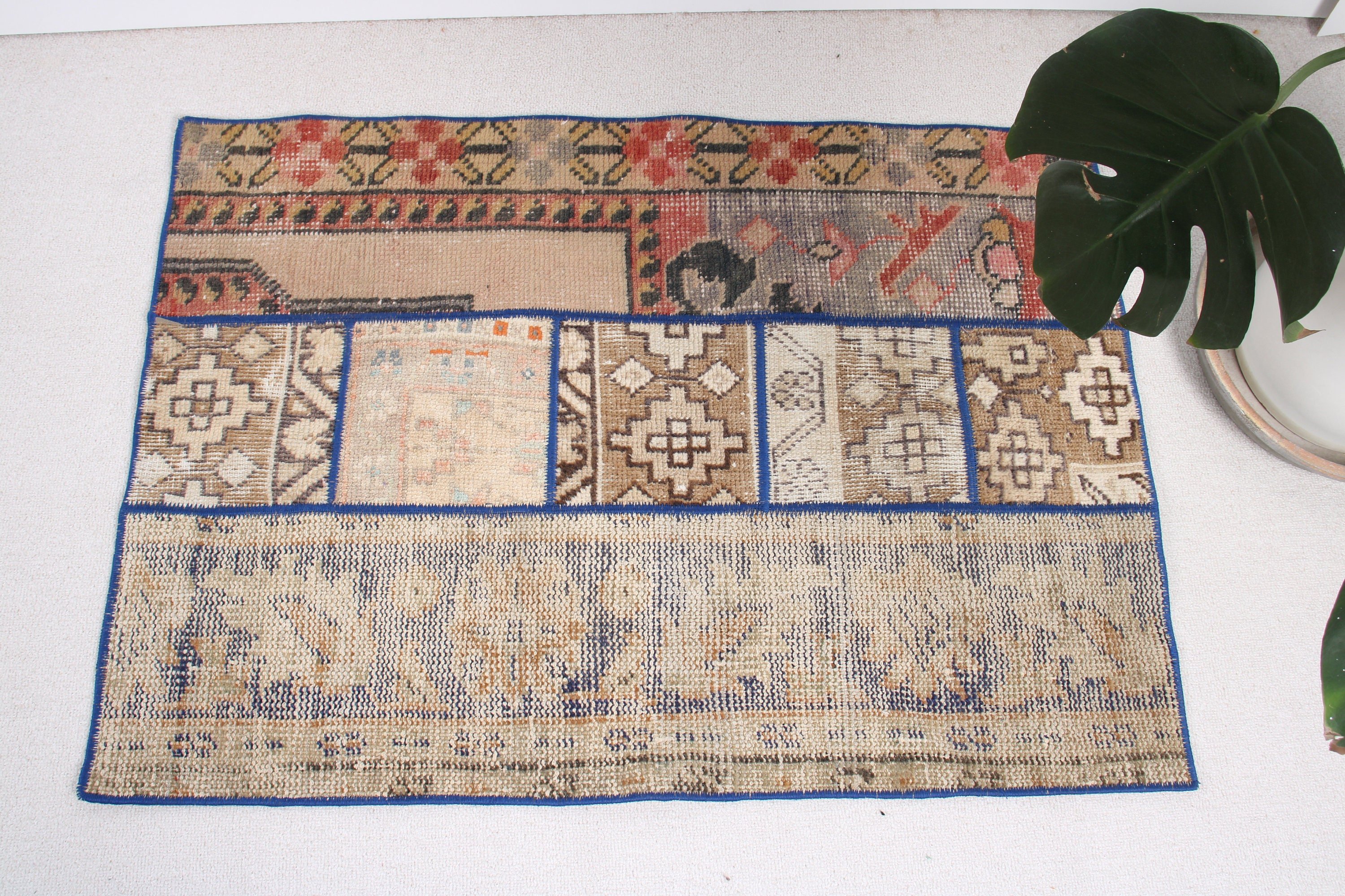 2.3x3.2 ft Küçük Halılar, Geometrik Halı, Bej İfade Halıları, Vintage Halı, Türk Halısı, Estetik Halı, Oushak Halı, Araba Paspas Halıları, Çocuk Halıları