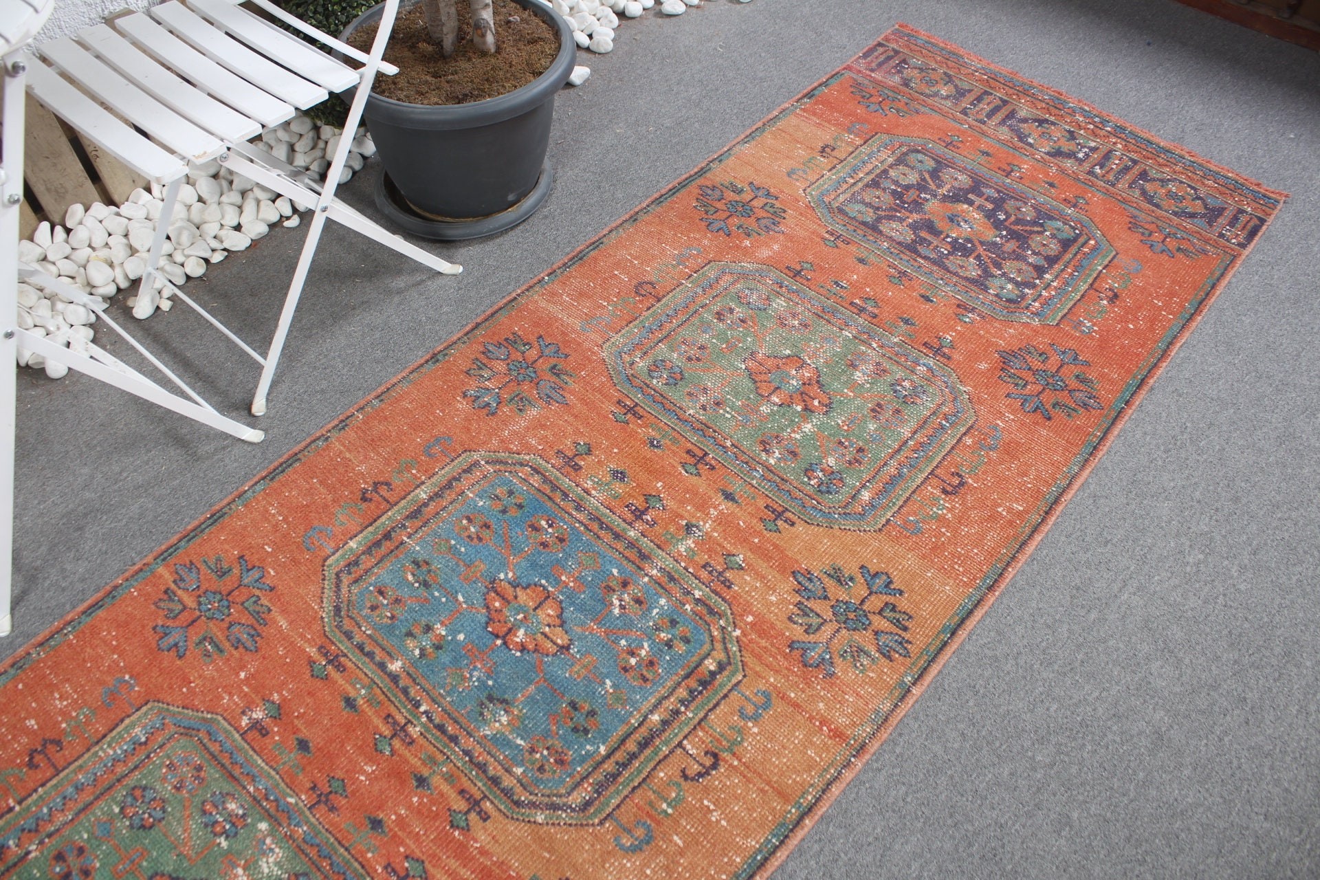 Orange Bedroom Rugs, Turkish Rugs, Stair Rug, Vintage Rugs, Anatolian Rug, 2.9x11.3 ft Runner Rug, Handmade Rug, Corridor Rug