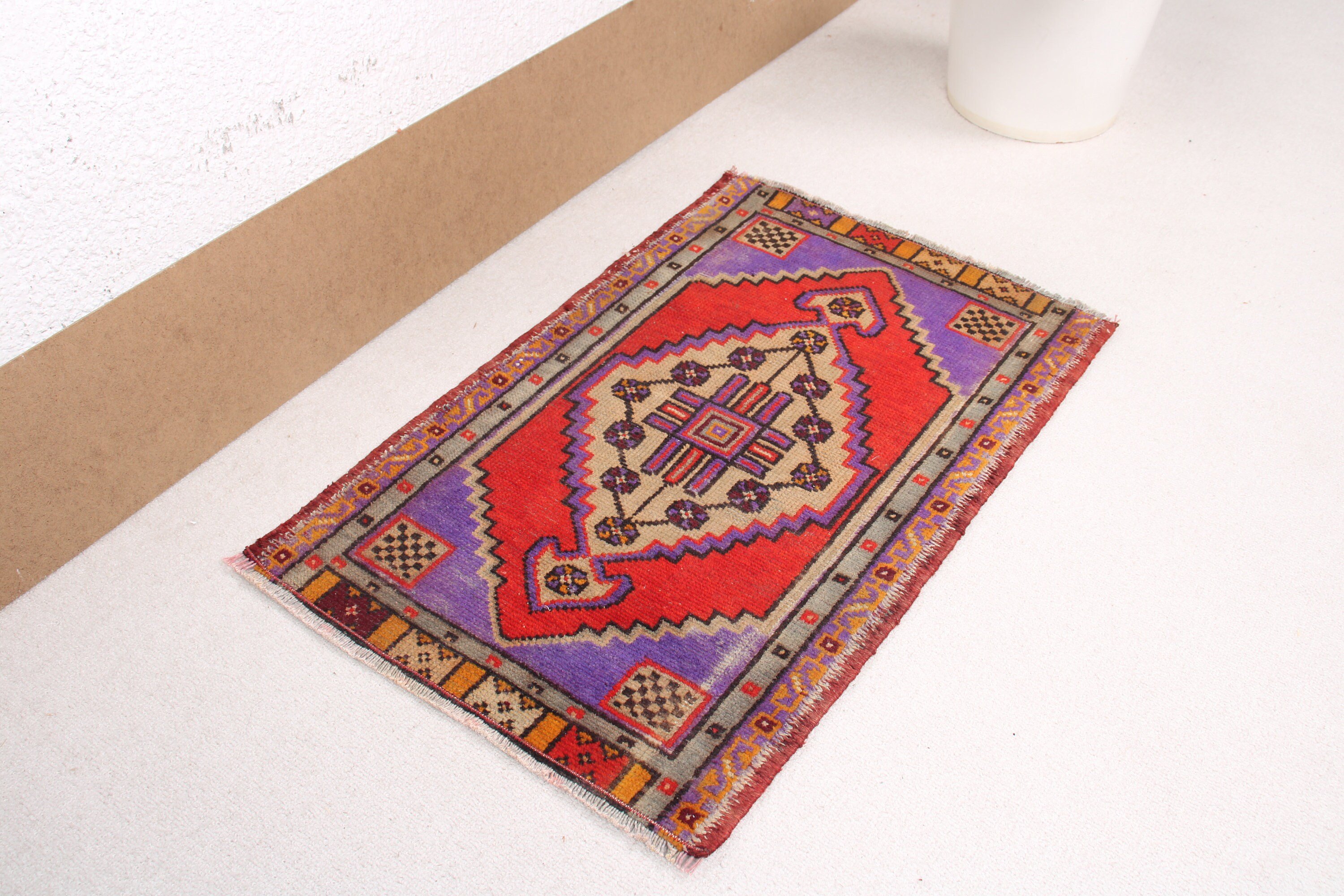 Anatolian Rug, Door Mat Rug, Vintage Rug, Turkish Rugs, Red Handwoven Rugs, Wool Rug, Small Area Rugs, 1.6x2.5 ft Small Rug, Office Rug