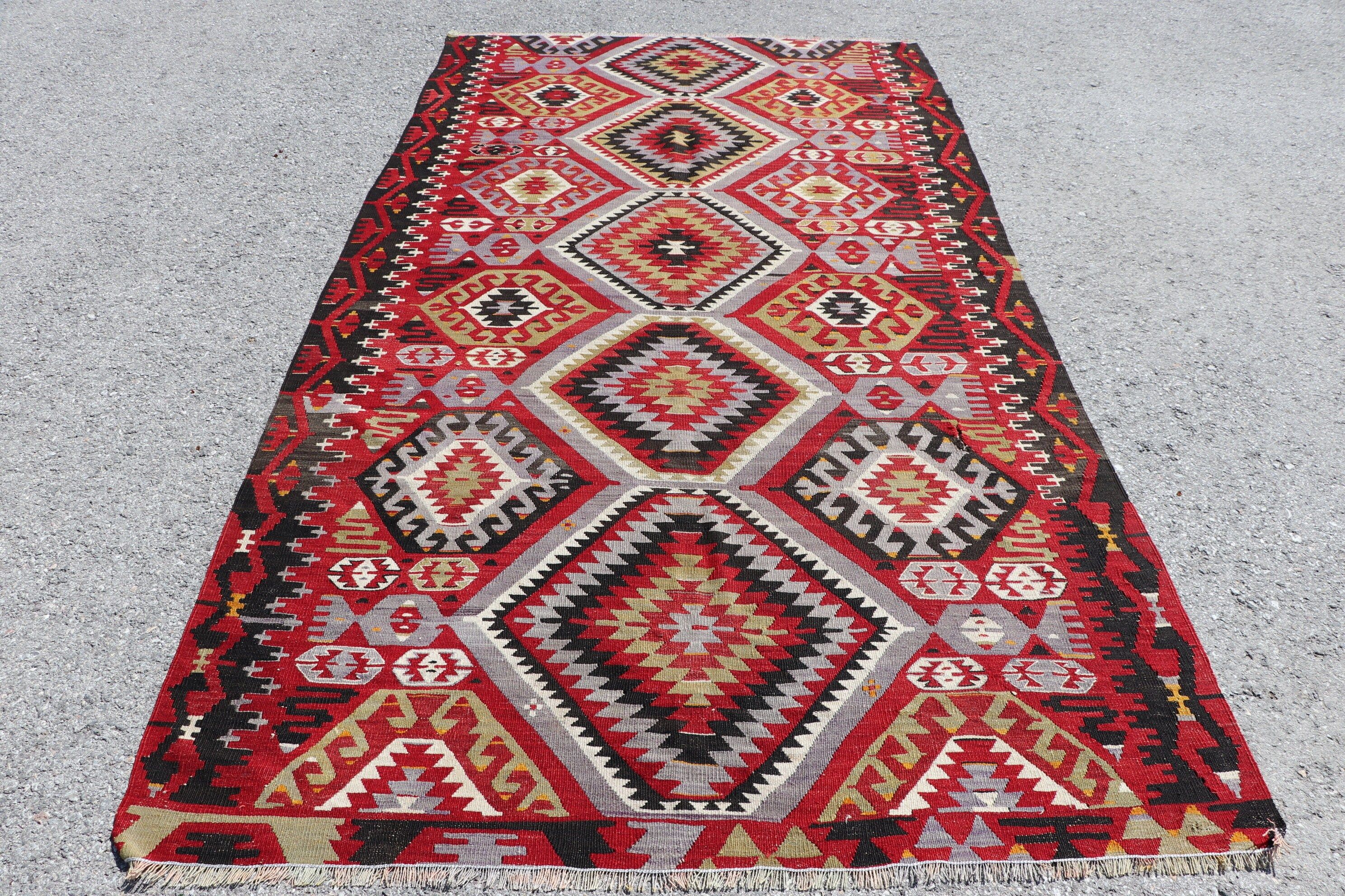 Vintage Rugs, Anatolian Rugs, 5.2x9.8 ft Large Rug, Turkish Rugs, Art Rugs, Kilim, Living Room Rug, Wool Rugs, Salon Rugs, Red Wool Rug