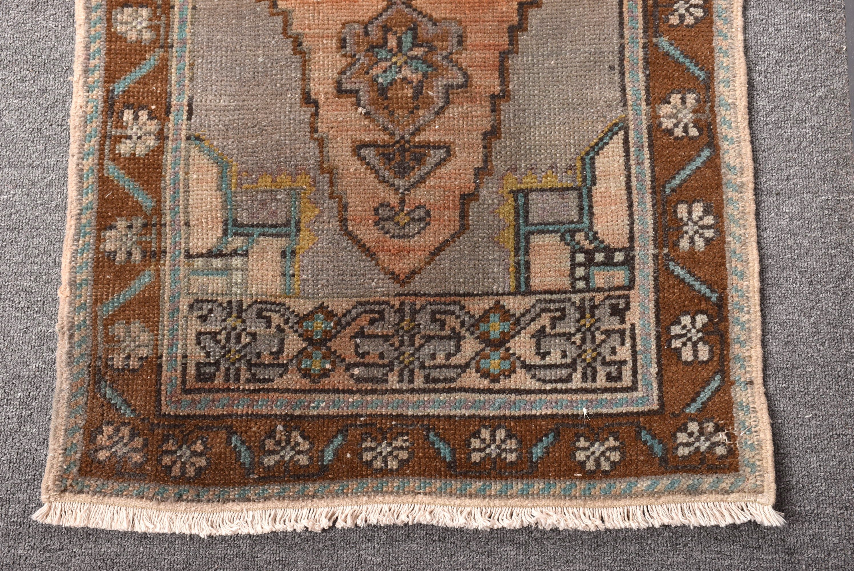 1.7x4 ft Small Rug, Vintage Rug, Kitchen Rugs, Turkish Rug, Brown Statement Rug, Bedroom Rug, Entry Rugs, Boho Rug, Rugs for Small Area