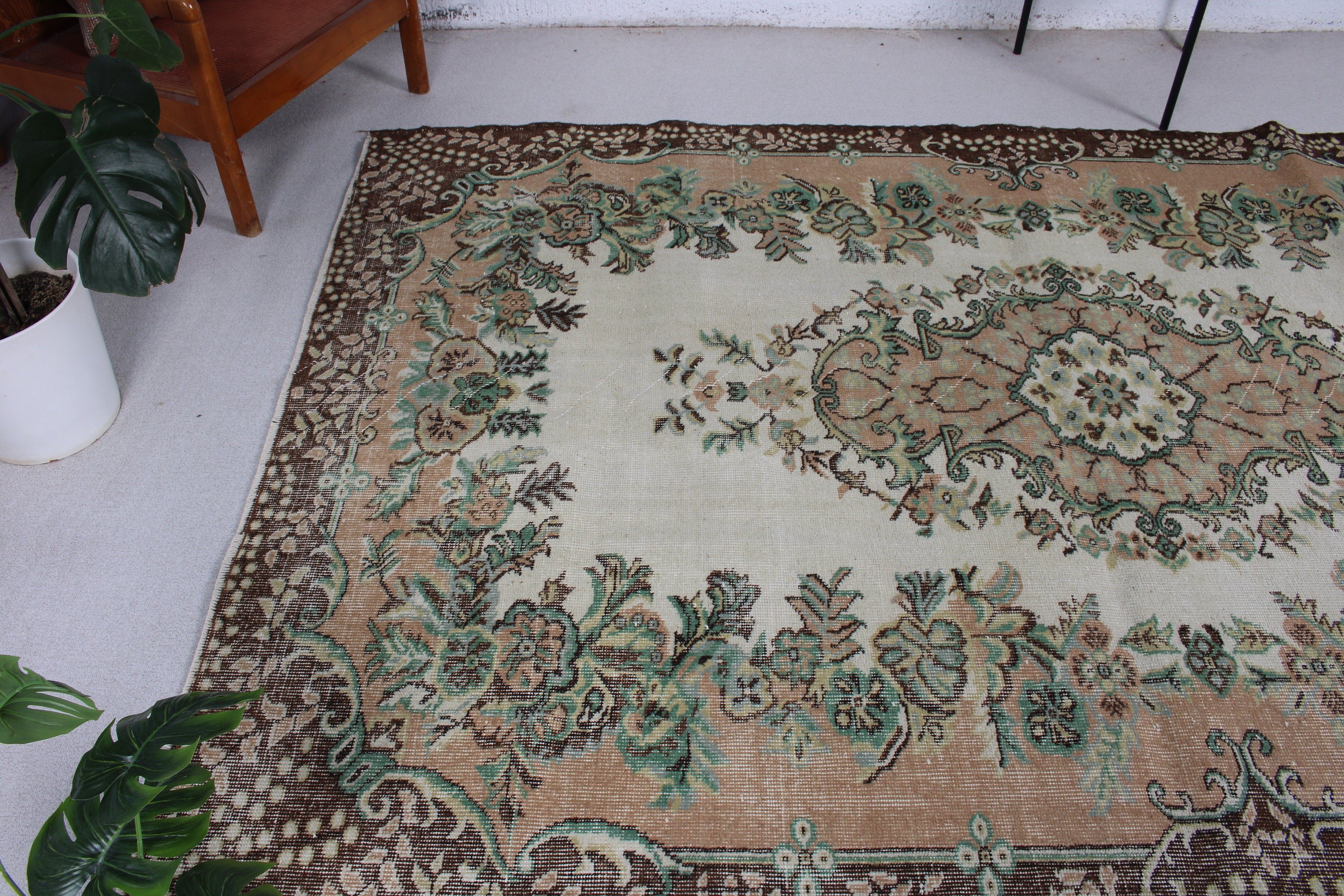 Kabile Halıları, 6x8,9 ft Büyük Halılar, Yer Halısı, Oturma Odası Halısı, Modern Halı, Yemek Odası Halısı, Türk Halıları, Vintage Halılar, Kahverengi Açıklama Halısı