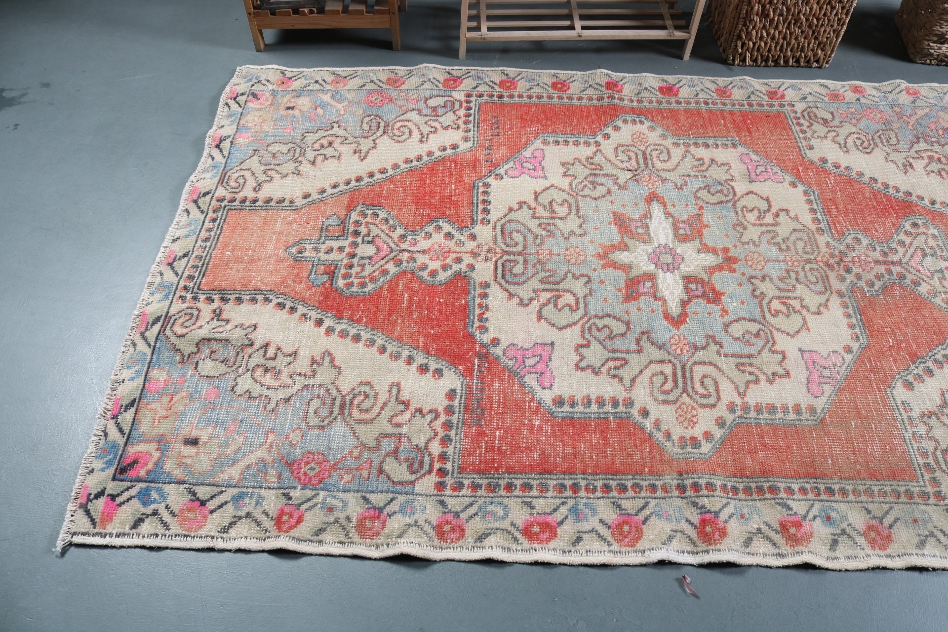 Kitchen Rugs, Farmhouse Decor Rug, 4.4x6.9 ft Area Rug, Bedroom Rug, Indoor Rug, Vintage Rug, Turkish Rug, Home Decor Rug, Rugs for Nursery