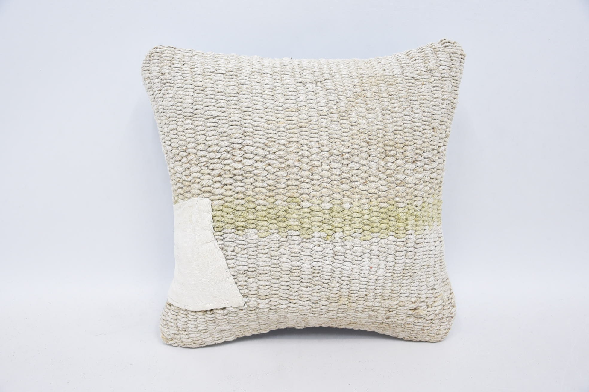 Vintage Pillow, Kilim Pillow Cover, Turkish Pillow, 12"x12" White Cushion, Comfy Throw Pillow Sham, Natural Pillow Sham, Sofa Pillow Case