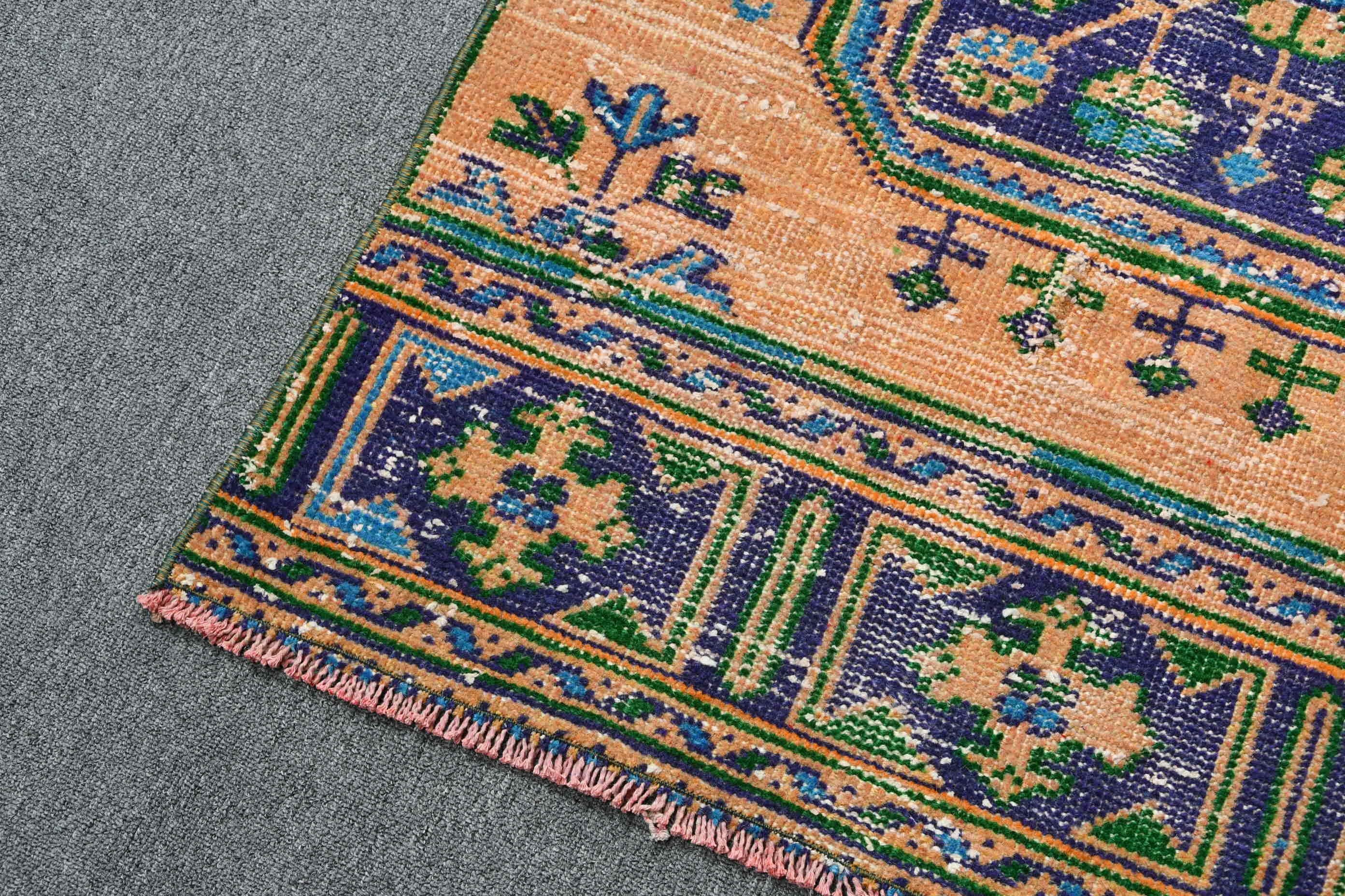 Mutfak Halısı, Vintage Halı, Yer Halıları, Turuncu Oryantal Halı, 2,8x11,7 ft Runner Halısı, Runner Halıları, Koridor Halısı, Merdiven Halıları, Türk Halıları