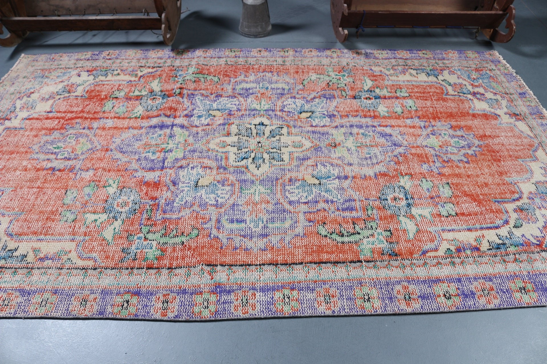 Eclectic Rug, Salon Rug, Cool Rugs, Vintage Rug, Orange Bedroom Rugs, Dining Room Rug, 5.4x9 ft Large Rug, Home Decor Rugs, Turkish Rugs