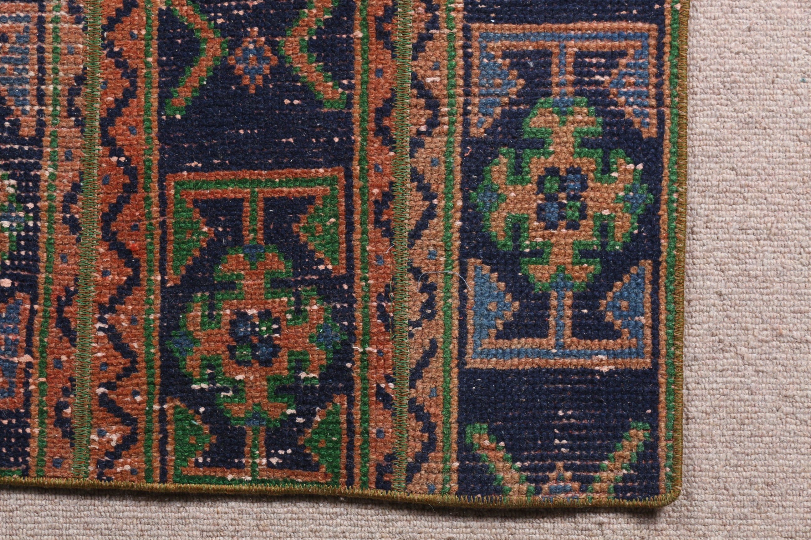 2.6x3.8 ft Small Rugs, Floor Rug, Turkish Rugs, Home Decor Rug, Blue Oriental Rug, Aztec Rug, Door Mat Rugs, Vintage Rug, Car Mat Rug