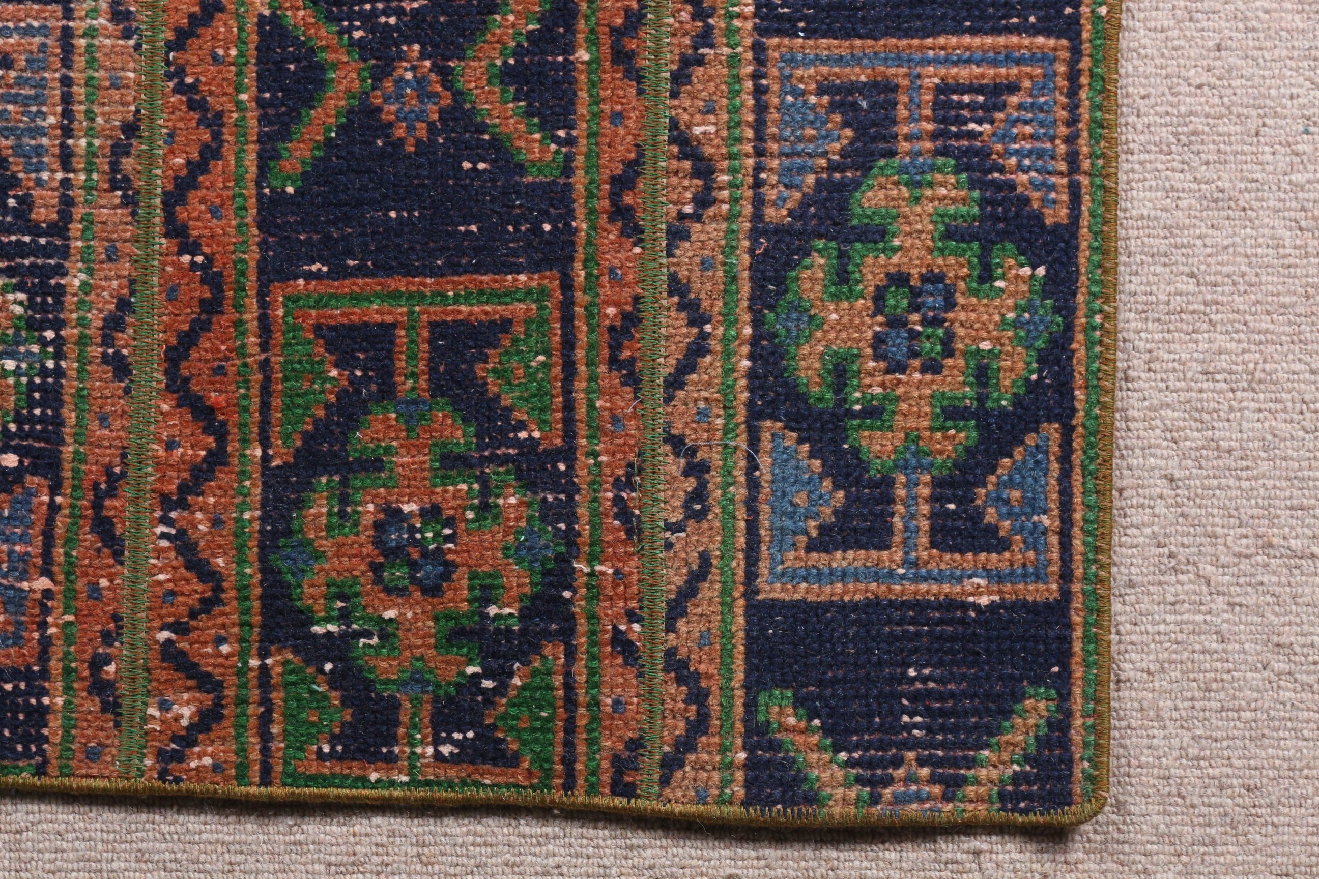 2.6x3.8 ft Küçük Halılar, Yer Halısı, Türk Halıları, Ev Dekorasyonu Halısı, Mavi Oryantal Halı, Aztek Halısı, Kapı Paspası Halıları, Vintage Halı, Araba Paspas Halısı