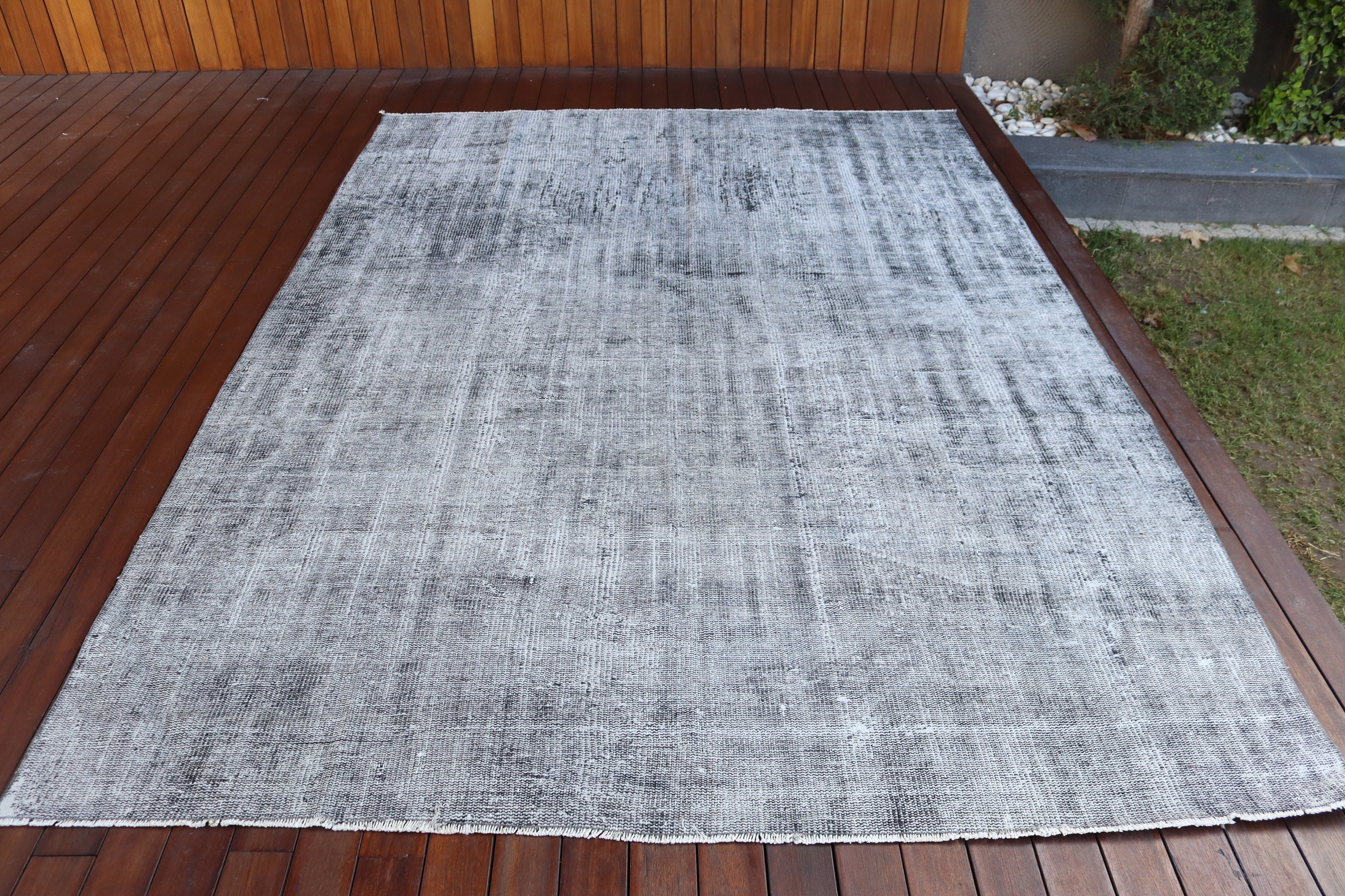 Vintage Rugs, 6.5x9.4 ft Large Rug, Large Vintage Rug, Turkish Rugs, Gray Flatweave Rugs, Wool Rug, Large Oushak Rug, Anatolian Rugs