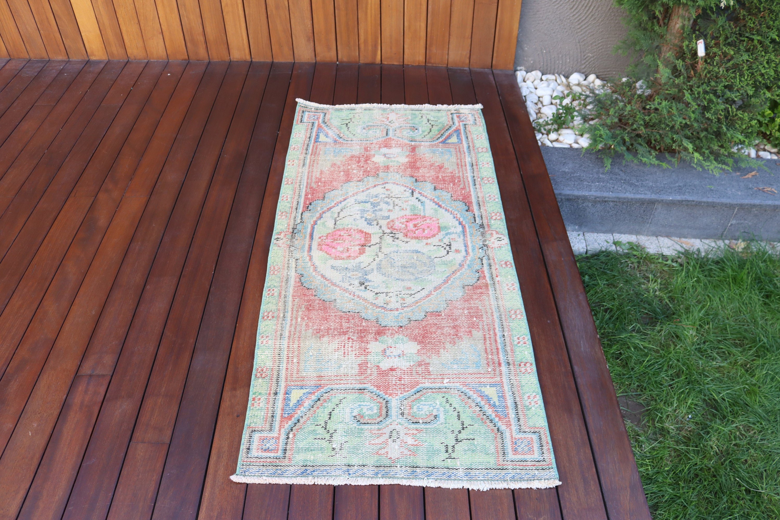 Wall Hanging Rug, Home Decor Rug, Vintage Rugs, Green Floor Rugs, Small Area Rug, Turkish Rug, 2.2x5 ft Small Rugs, Handwoven Rugs