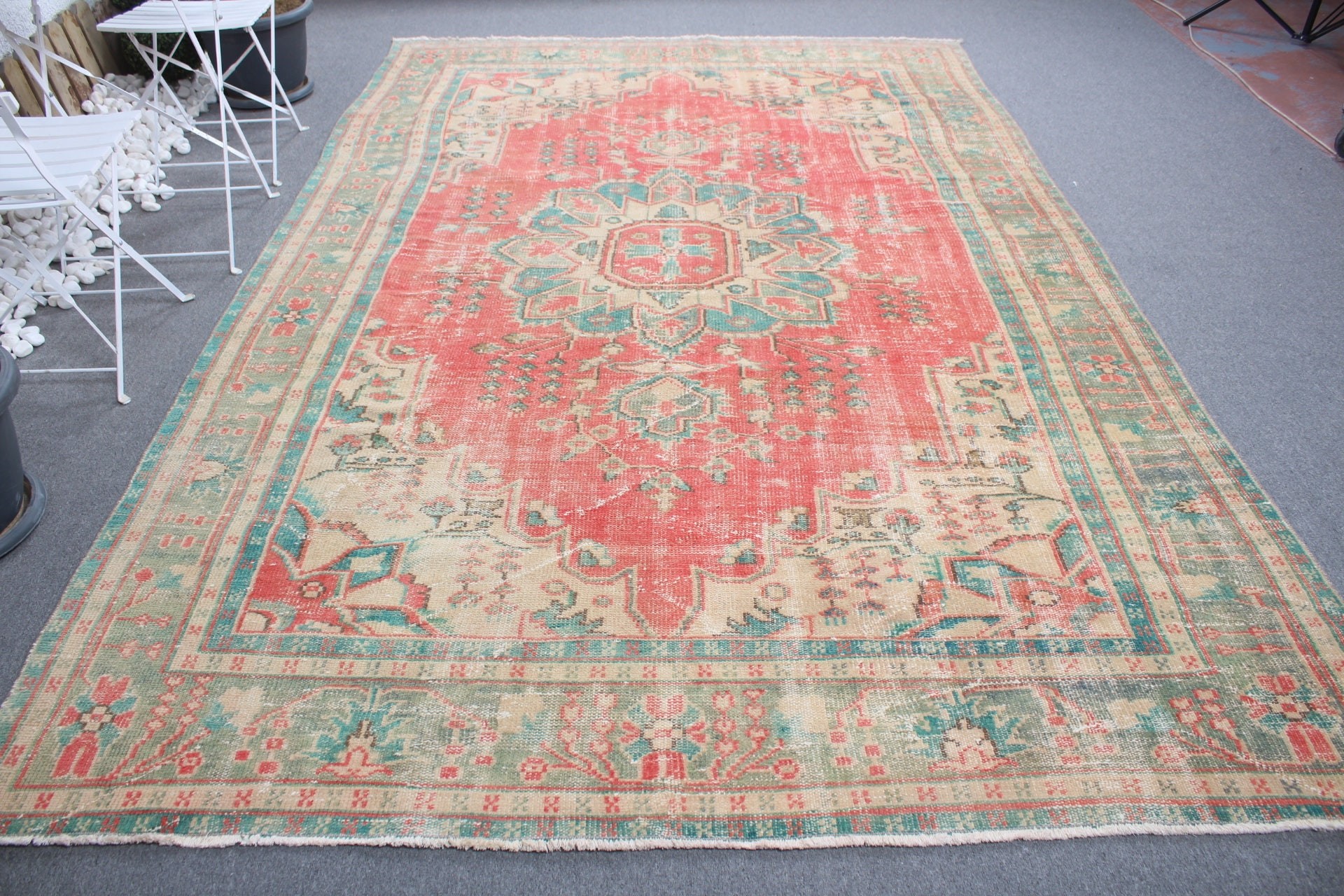 Salon Halısı, Estetik Halı, Kırmızı Mutfak Halısı, Vintage Halılar, Salon Halısı, 7.2x11.1 ft Büyük Boy Halılar, Türk Halısı, Yün Halı