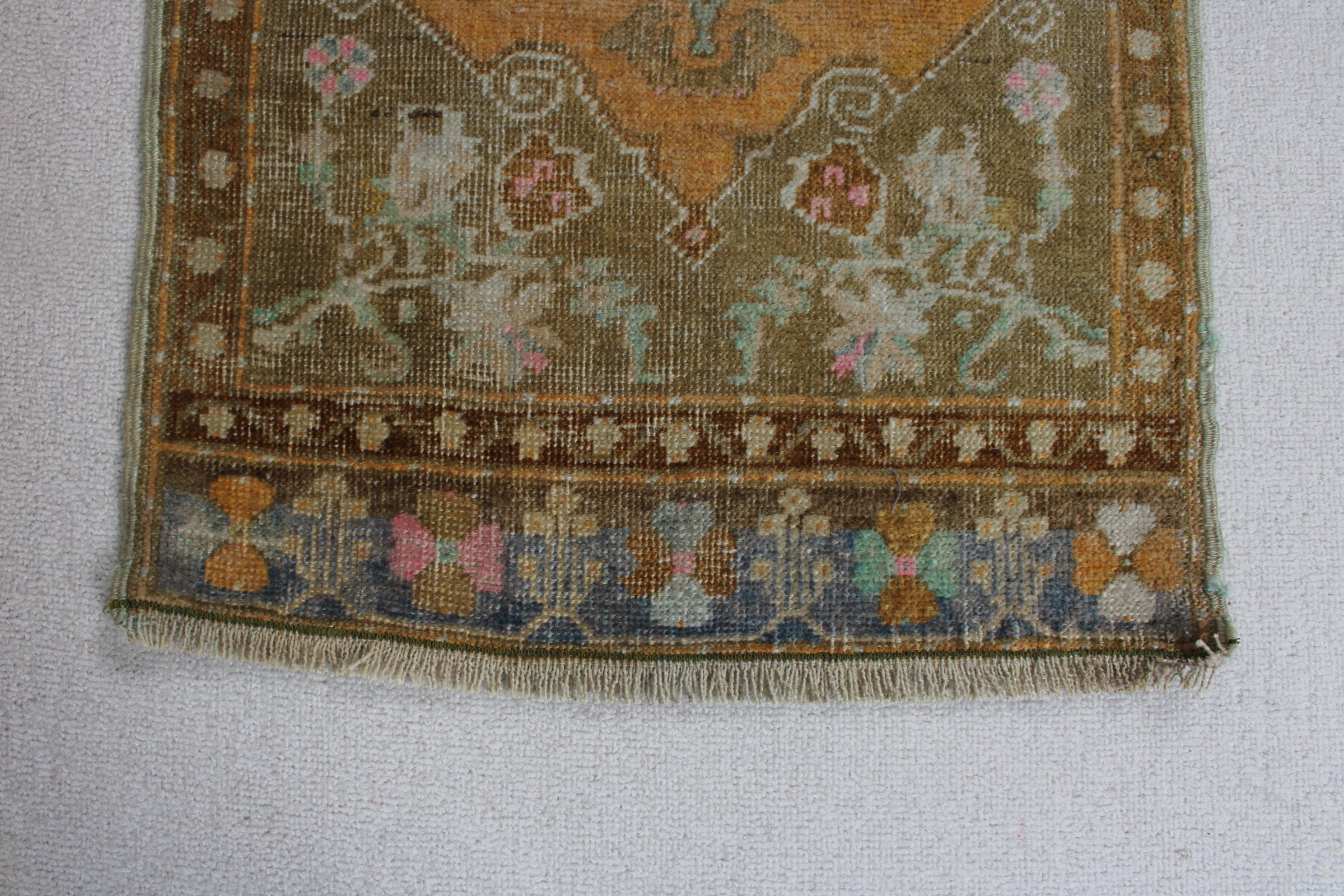 1.5x3.2 ft Küçük Halılar, Banyo Halıları, Vintage Halı, Araba Paspas Halıları, Yatak Odası Halıları, Türk Halıları, Sarı Antika Halılar