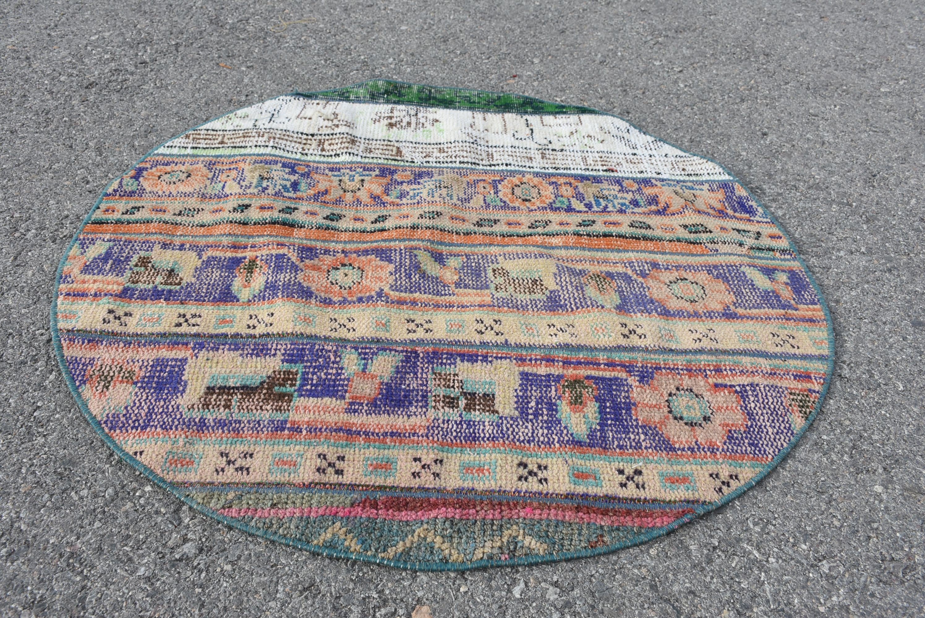 Vintage Rugs, Oushak Rug, Bath Rug, Blue Oriental Rug, Kitchen Rug, Turkish Rug, Rugs for Car Mat, 3.2x3.1 ft Small Rugs, Door Mat Rug