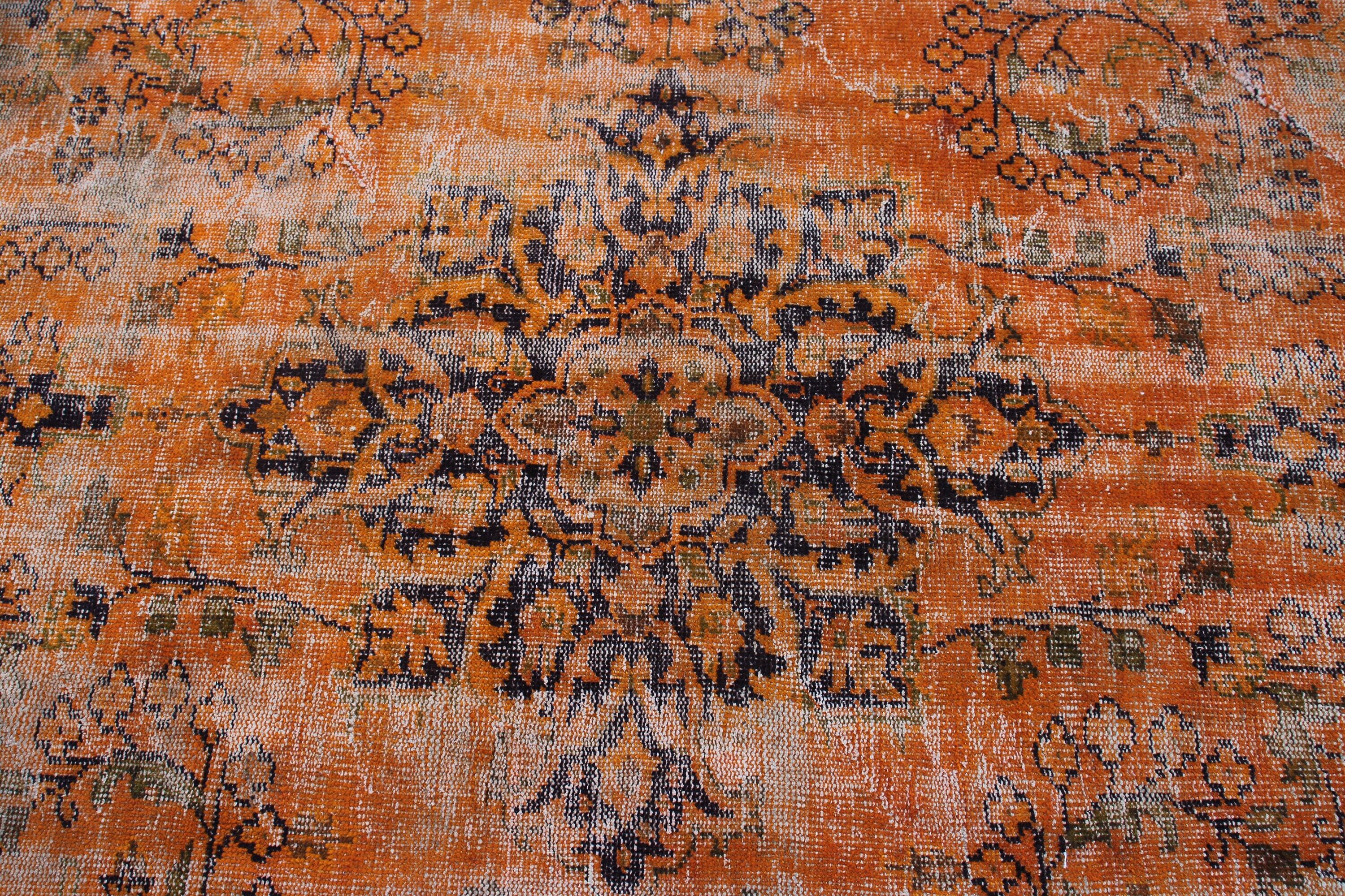 4.8x7.1 ft Area Rug, Orange Wool Rugs, Aztec Rugs, Bedroom Rugs, Turkish Rug, Antique Rugs, Floor Rugs, Vintage Rugs, Rugs for Living Room