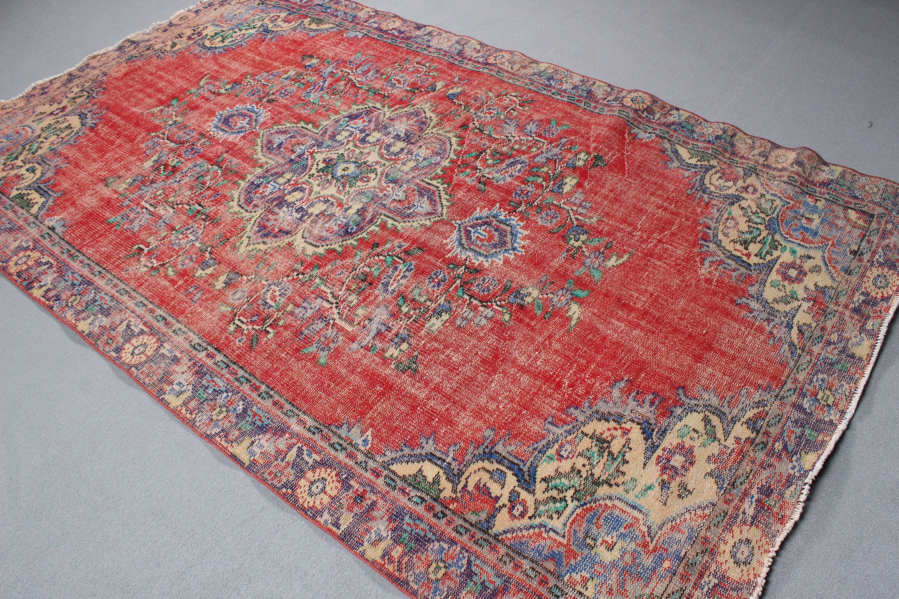 Salon Halısı, Büyük Boho Halıları, Vintage Halı, 5,5x9,1 ft Büyük Halılar, Anadolu Halısı, Lüks Halı, Yatak Odası Halıları, Türk Halısı, Kırmızı Yün Halılar