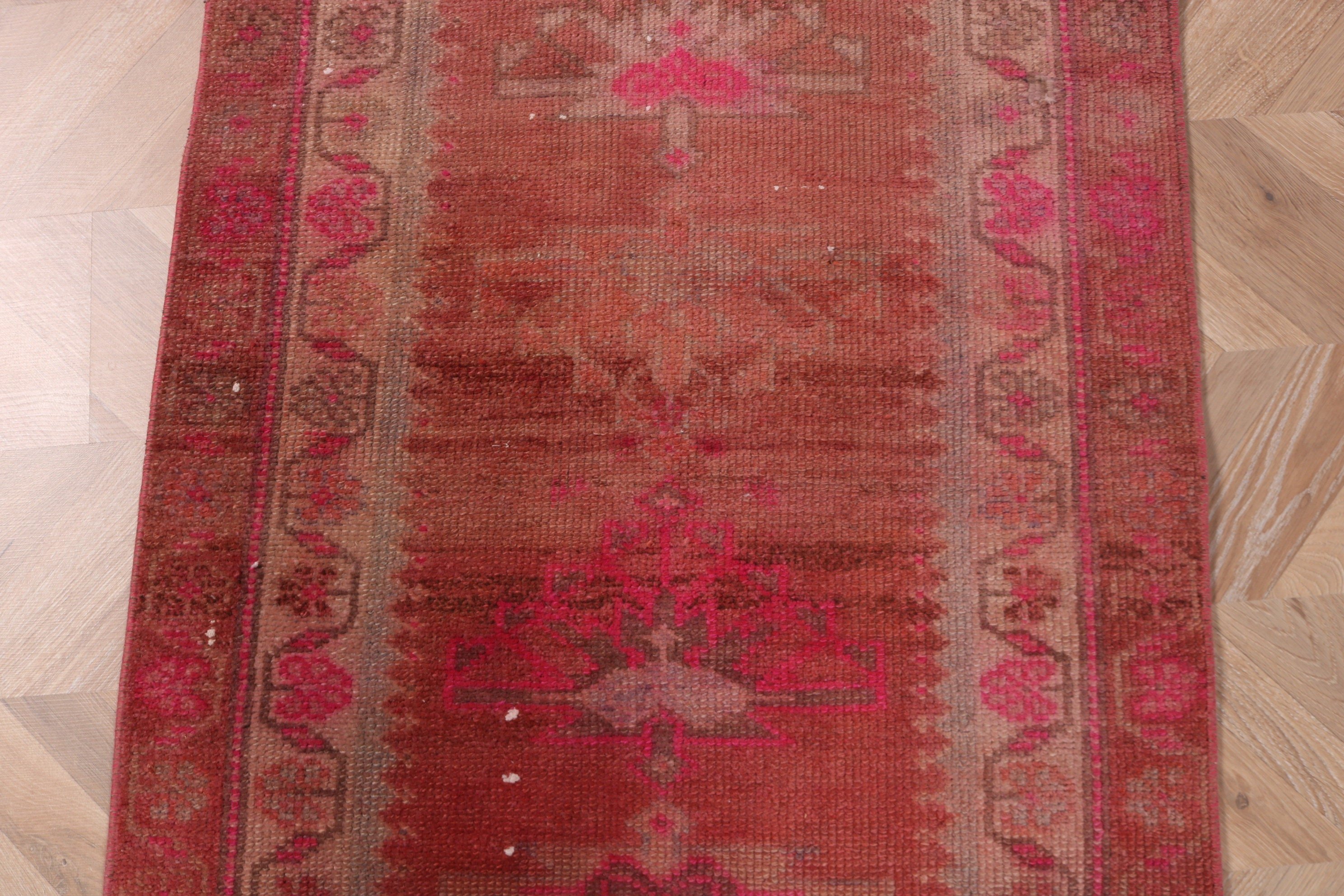 Hallway Rugs, Vintage Runner Rug, Statement Rug, Turkish Rug, 2.6x11.8 ft Runner Rugs, Pink Antique Rugs, Vintage Rug, Kitchen Rugs