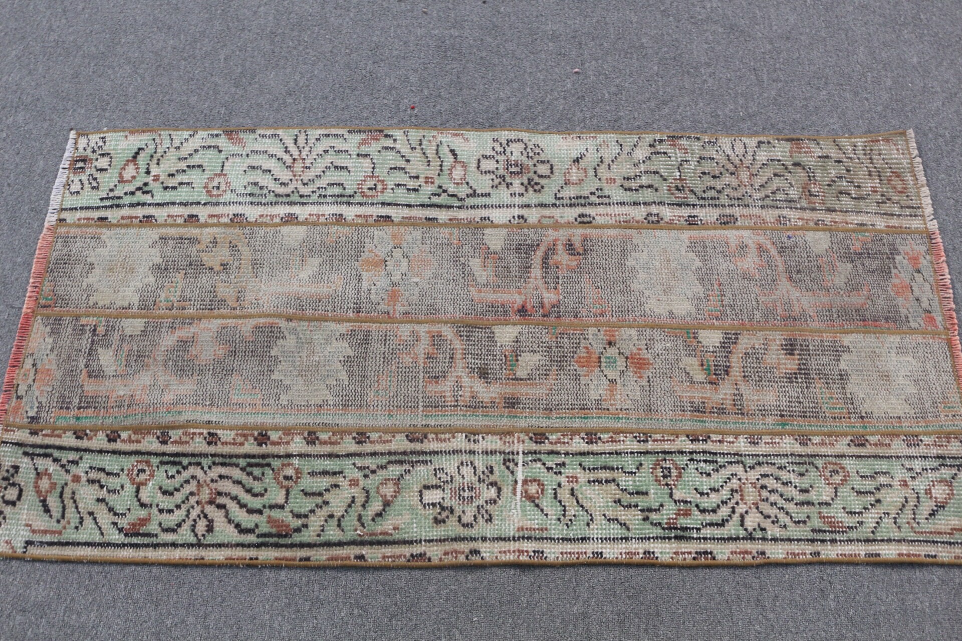 2.3x4.4 ft Small Rug, Kitchen Rug, Turkish Rug, Green Oushak Rugs, Rugs for Car Mat, Bright Rug, Bathroom Rugs, Vintage Rugs