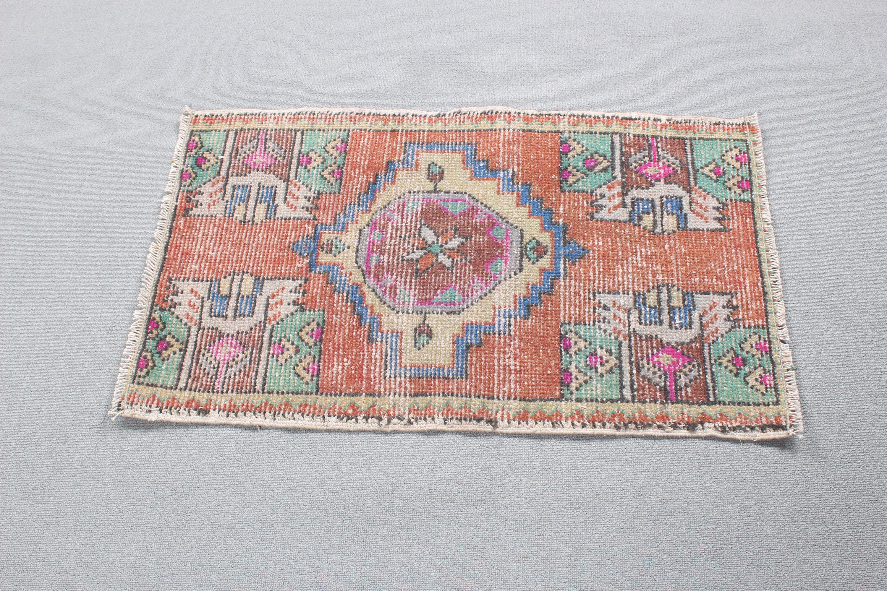 Oriental Rug, Handwoven Rug, 1.8x2.9 ft Small Rug, Turkish Rugs, Small Vintage Rugs, Vintage Rug, Orange Luxury Rug, Entry Rugs, Floor Rug