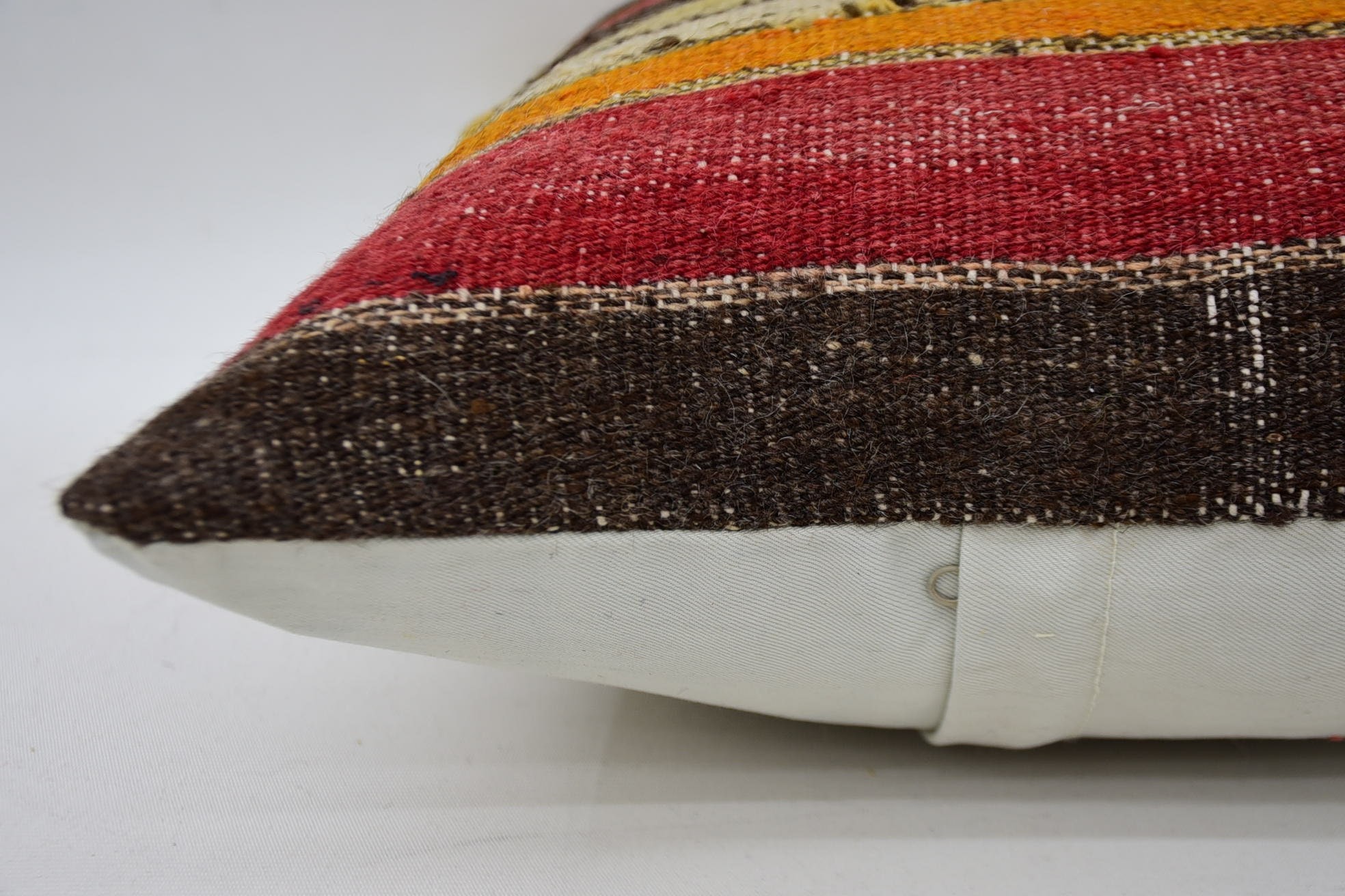 Kilim Pillow Cover, Ethnical Kilim Rug Pillow, Rustic Cushion Cover, 16"x16" Brown Pillow Case, Kilim Cushion Sham