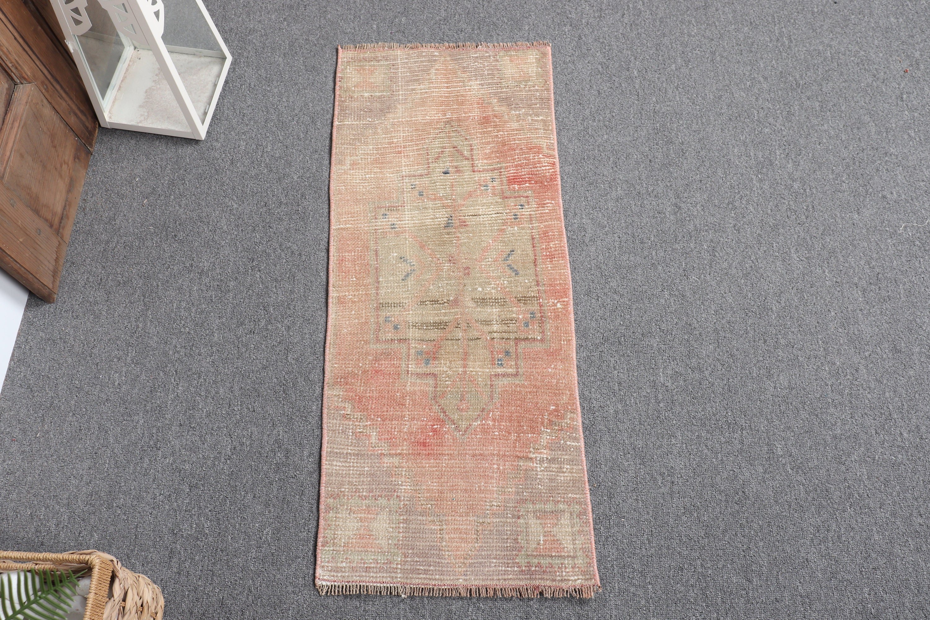 1.1x2.9 ft Small Rug, Bedroom Rug, Turkish Rug, Rugs for Door Mat, Nursery Rug, Red Anatolian Rug, Vintage Rug, Floor Rug, Antique Rugs