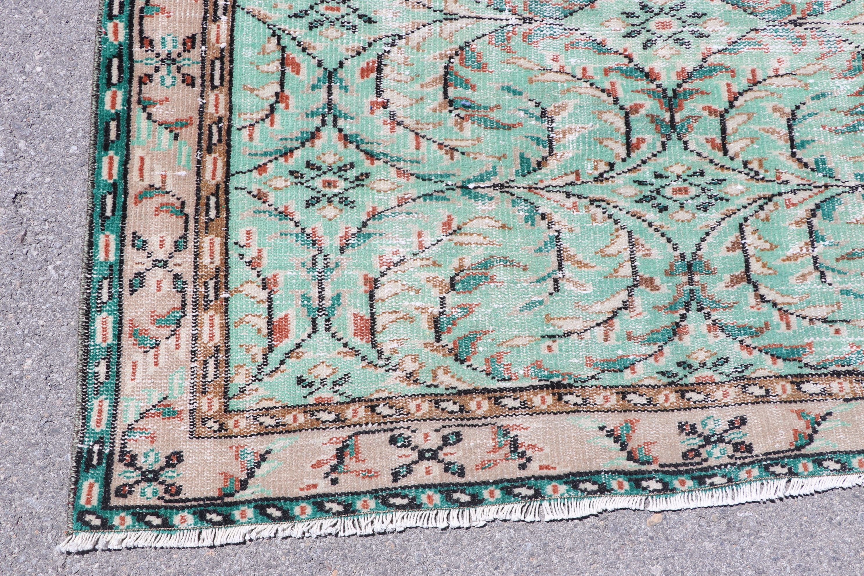 Dorm Rug, Vintage Rugs, Green Oushak Rugs, Floor Rugs, Antique Rug, Turkish Rug, Indoor Rug, 4.8x7.6 ft Area Rug, Oushak Rug, Rugs for Area