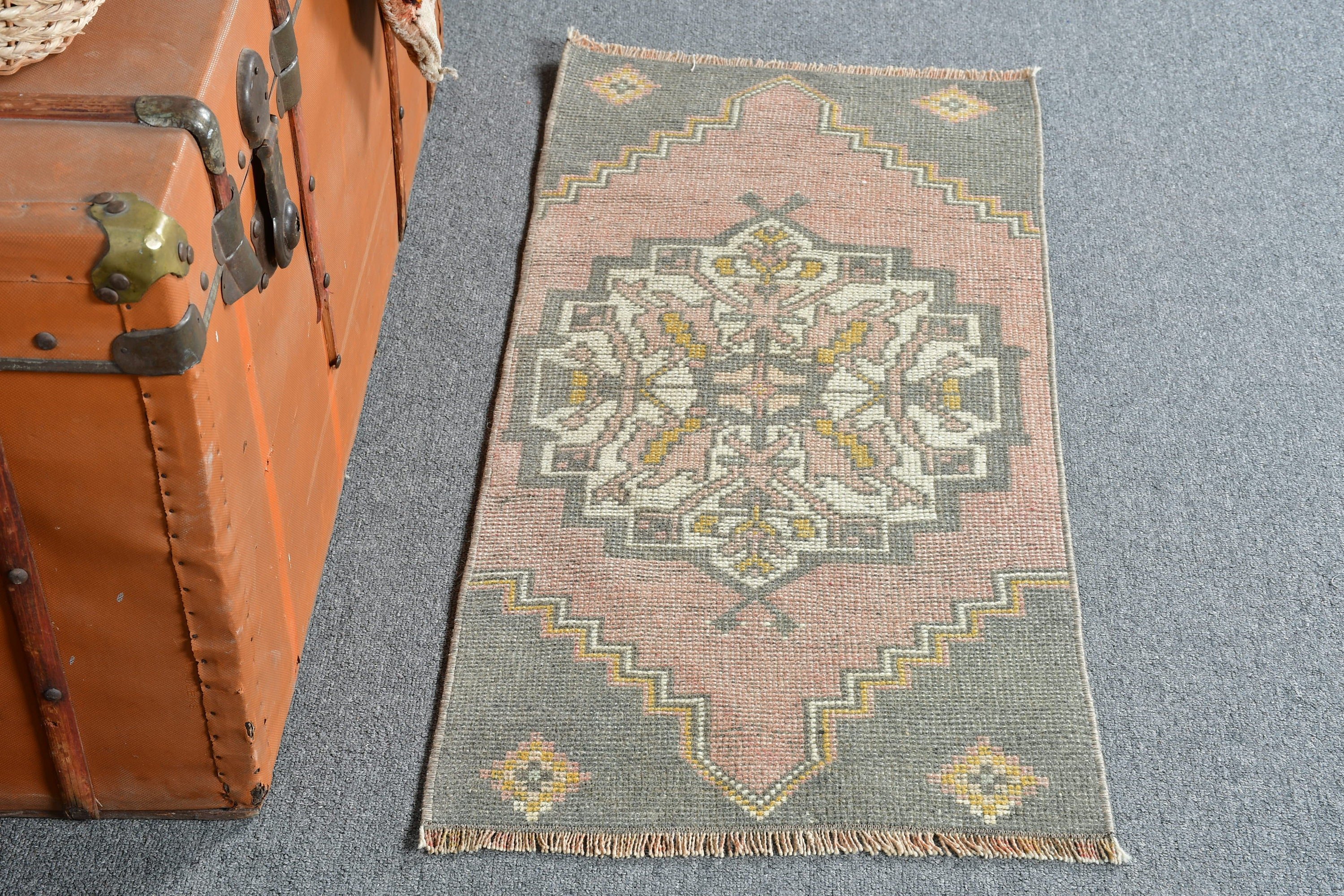 Vintage Rug, 1.5x3.1 ft Small Rug, Home Decor Rug, Anatolian Rug, Art Rug, Door Mat Rugs, Turkish Rug, Kitchen Rug, Bronze Bedroom Rugs