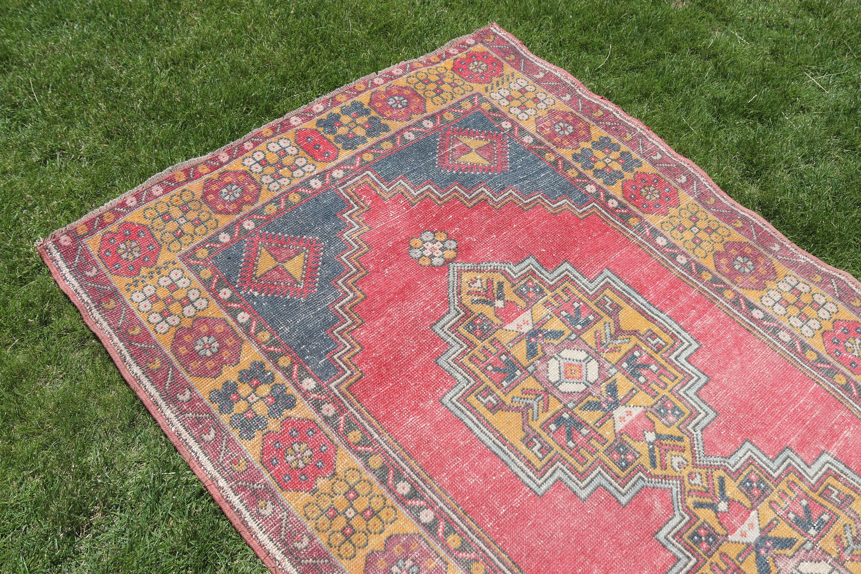 4x7.3 ft Area Rugs, Kitchen Rug, Turkish Rugs, Pink Oriental Rug, Vintage Area Rug, Rugs for Floor, Vintage Rug, Neutral Rugs, Indoor Rugs