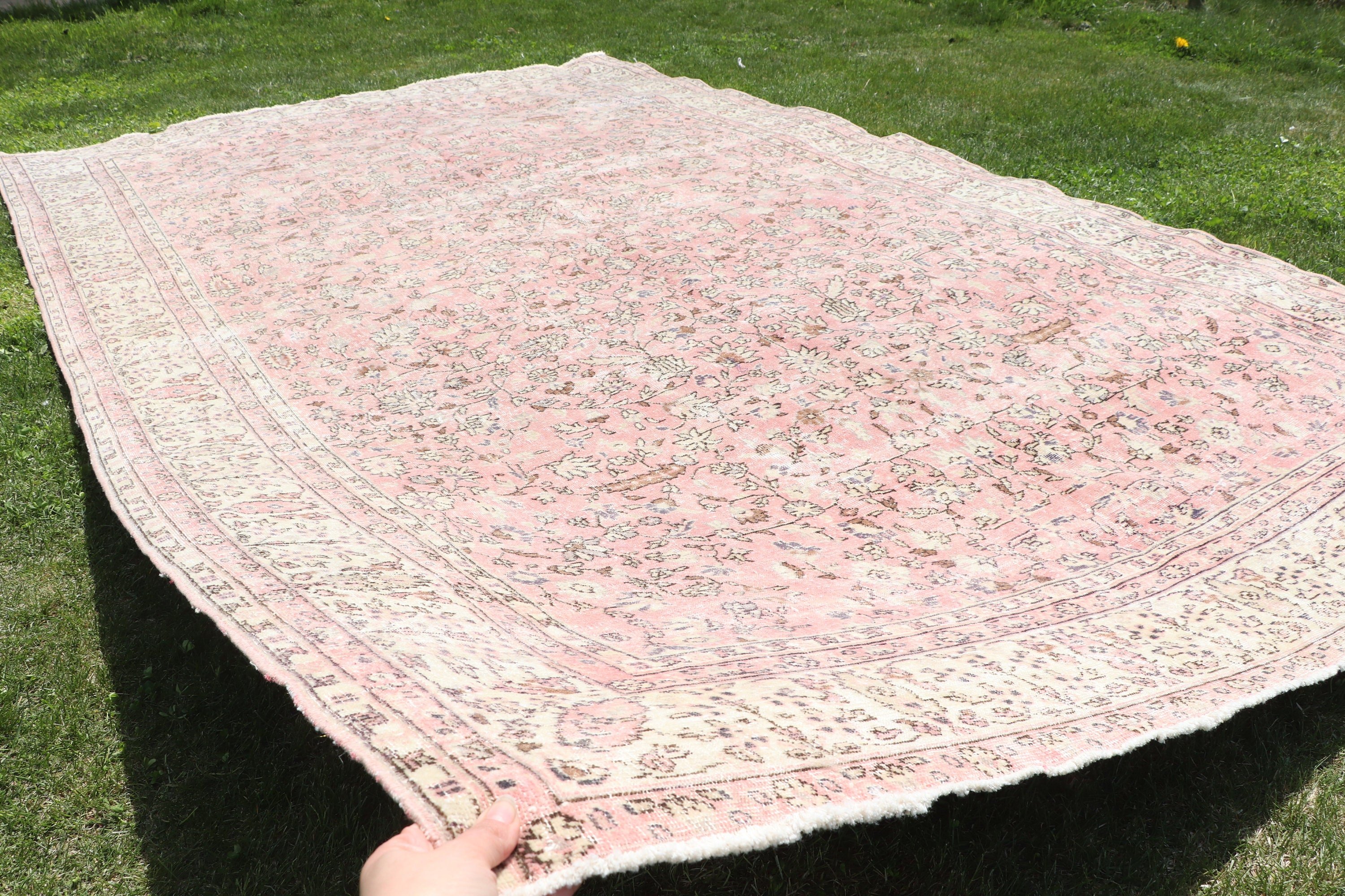 Boho Halı, 5.9x10 ft Büyük Halılar, Yemek Odası Halıları, Bej Nötr Halılar, Oushak Halıları, Türk Halısı, Yatak Odası Halıları, Yatak Odası Halıları, Vintage Halı