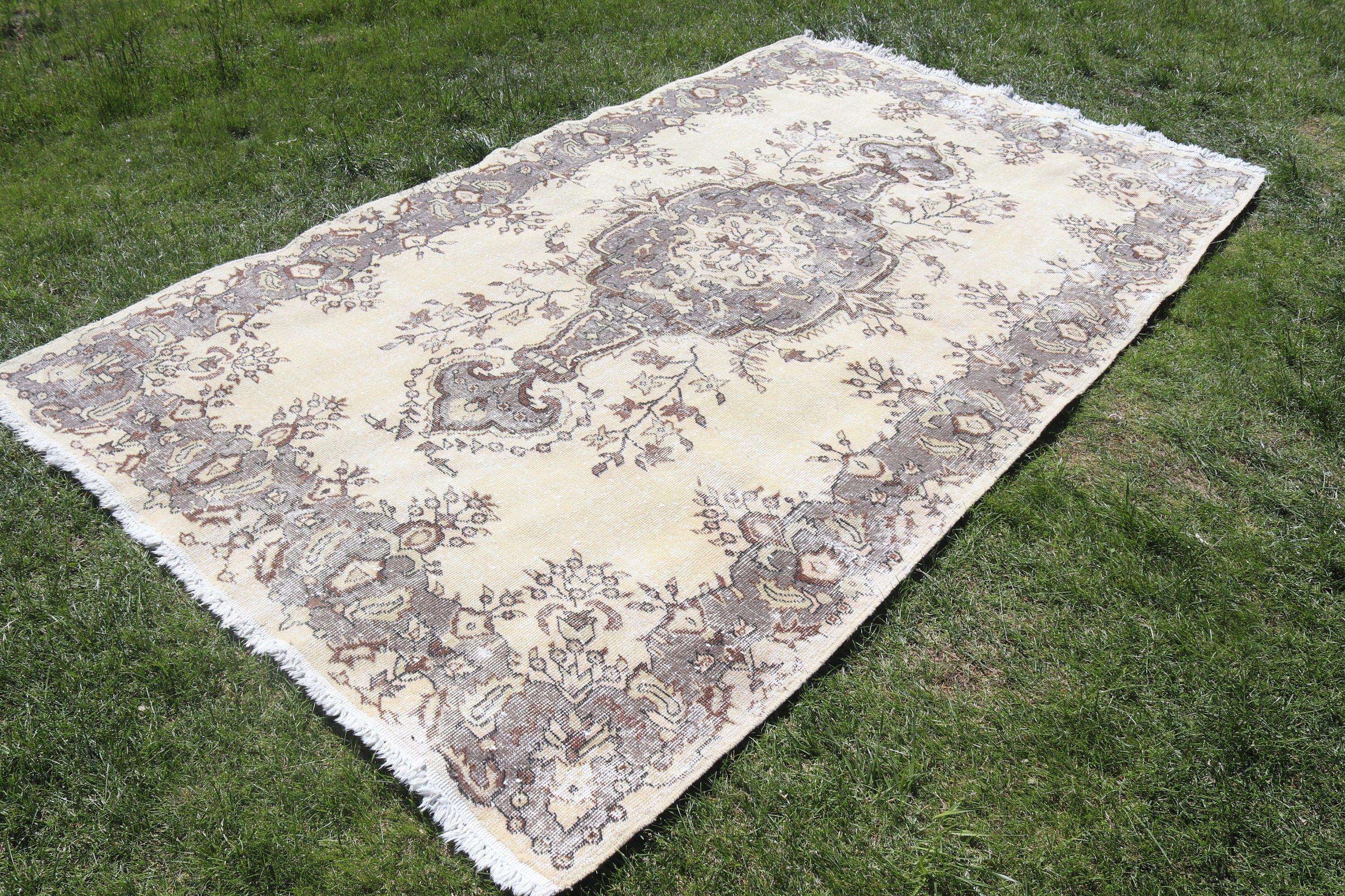 Vintage Halı, Büyük Vintage Halı, Dış Mekan Halıları, Bej Boho Halıları, Havalı Halılar, Yatak Odası Halıları, 5.4x9.5 ft Büyük Halı, Türk Halısı, Yemek Odası Halısı