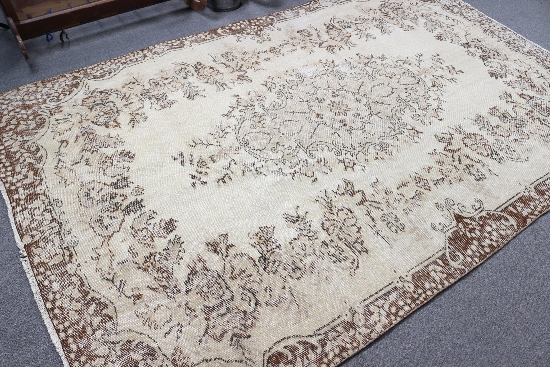 Rugs for Salon, 5.8x9 ft Large Rugs, Turkish Rug, Vintage Rug, Kitchen Rugs, Salon Rug, Living Room Rug, Beige Anatolian Rug, Antique Rug