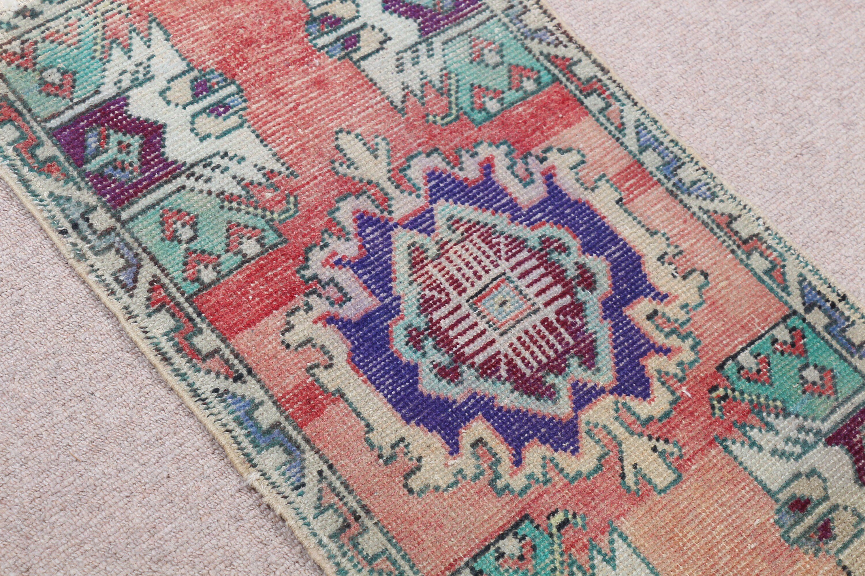 Pink Antique Rugs, Entry Rugs, Pastel Rug, Turkish Rugs, Vintage Rug, 1.5x2.6 ft Small Rug, Car Mat Rugs, Oriental Rugs, Moroccan Rug