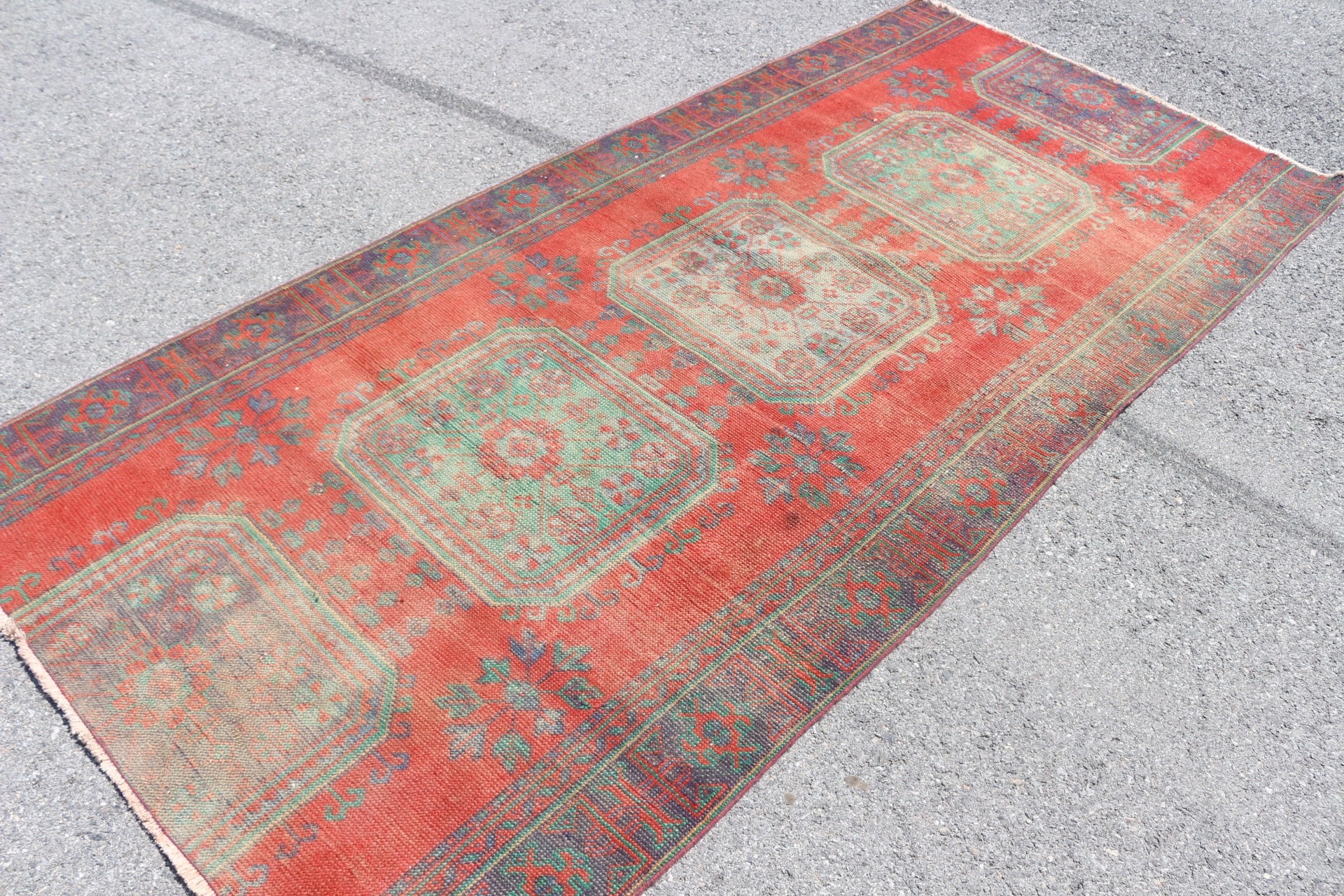 Dining Room Rug, Rugs for Floor, Handwoven Rug, Oriental Rug, Red Kitchen Rug, 4.2x9.2 ft Area Rug, Vintage Rug, Floor Rugs, Turkish Rug