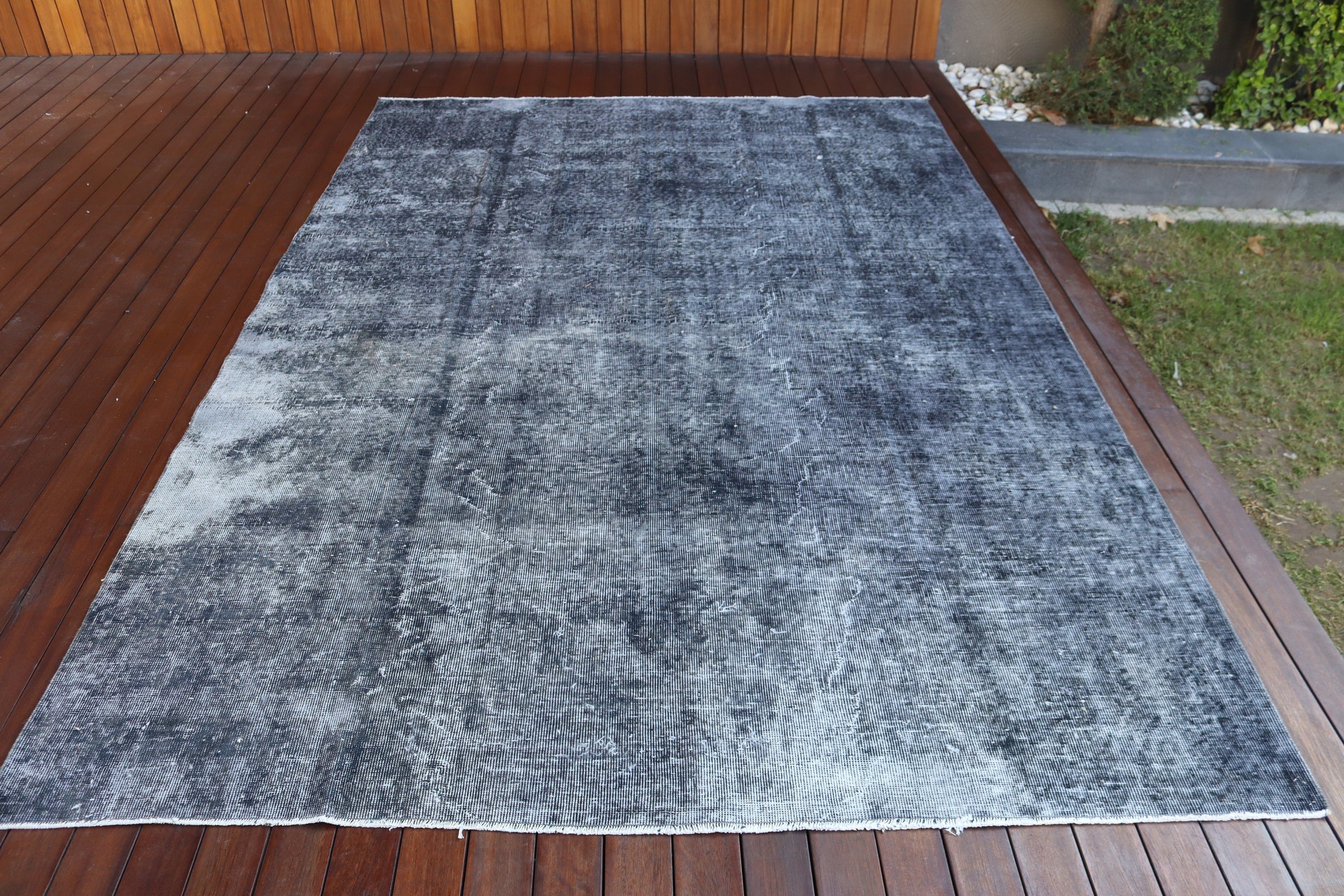 Turkish Rugs, Living Room Rugs, Neutral Rug, 6.3x9.5 ft Large Rug, Artistic Rug, Vintage Rug, Antique Rug, Black Modern Rug, Bedroom Rugs