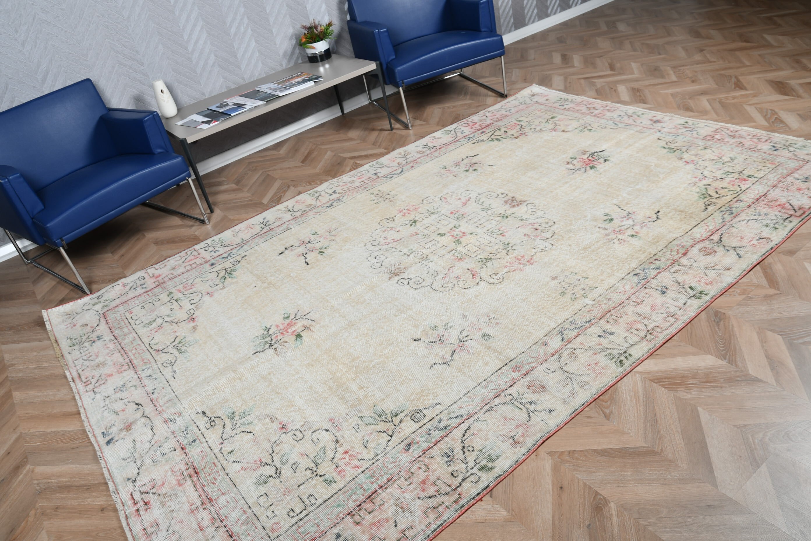 Vintage Rugs, Home Decor Rug, Bedroom Rugs, 6.6x9.7 ft Large Rugs, Kitchen Rug, Beige Home Decor Rug, Living Room Rugs, Turkish Rug