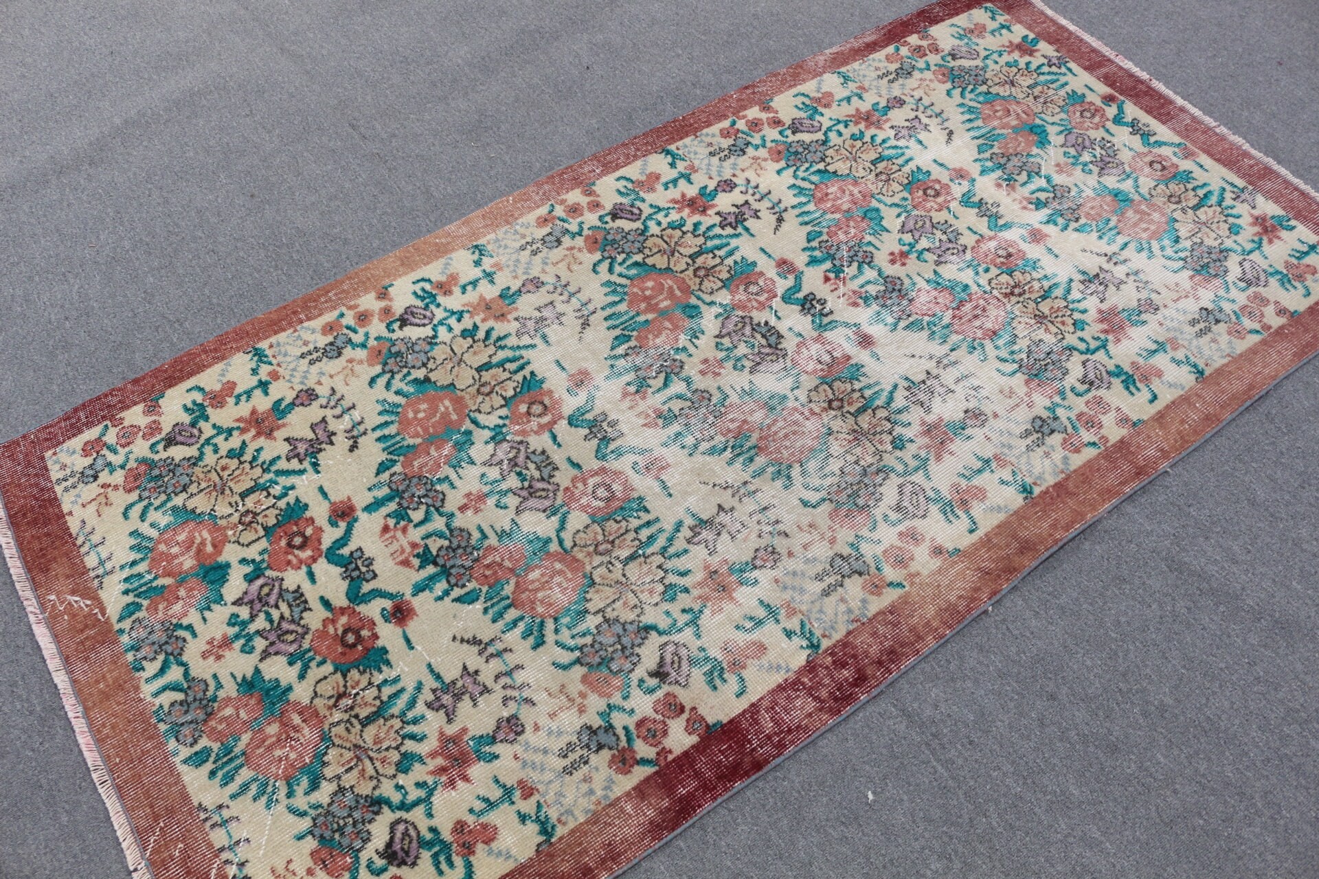 3.4x6.7 ft Accent Rug, Rugs for Bedroom, Red Wool Rug, Turkish Rug, Vintage Rugs, Anatolian Rug, Entry Rug, Kitchen Rug