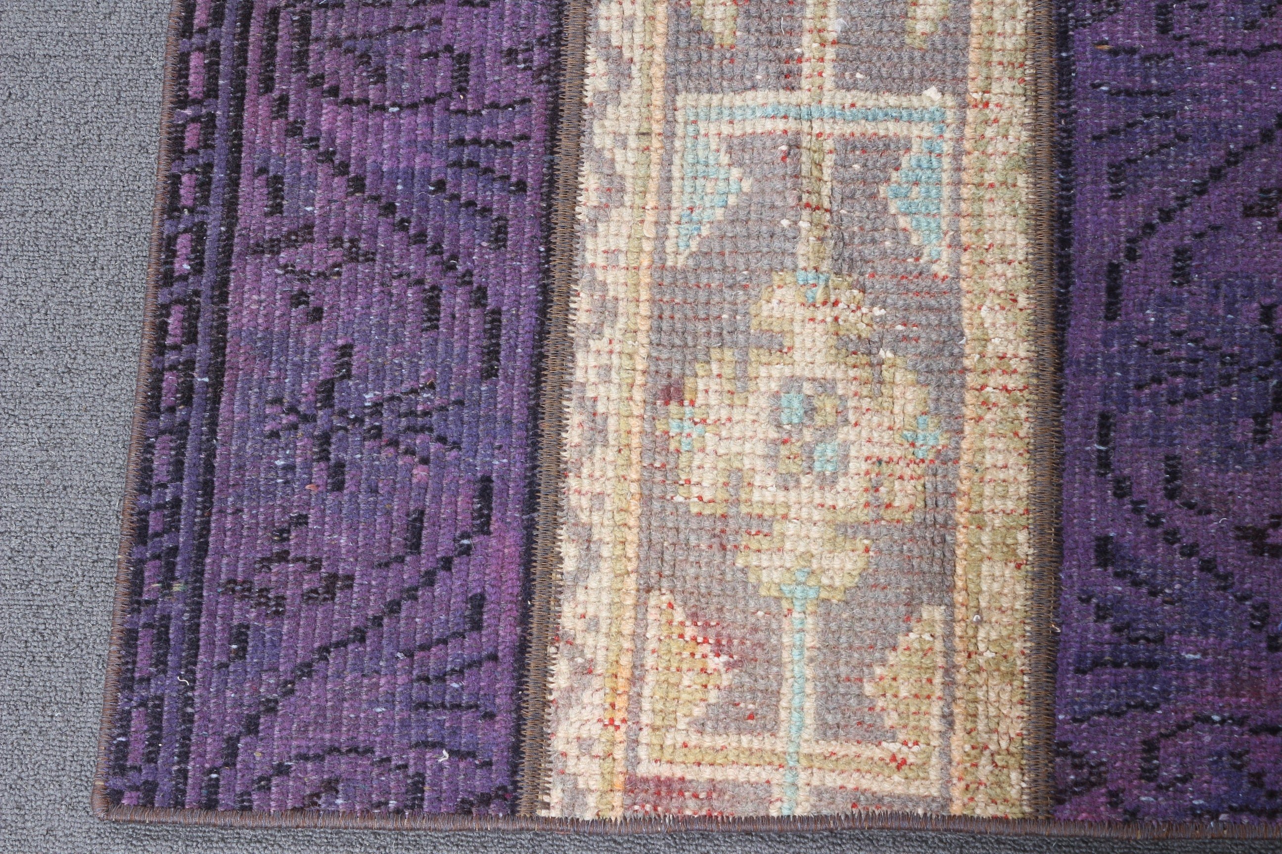 2x3.1 ft Small Rugs, Vintage Rug, Bedroom Rug, Bathroom Rug, Purple Oriental Rug, Turkish Rug, Rugs for Door Mat, Wool Rugs