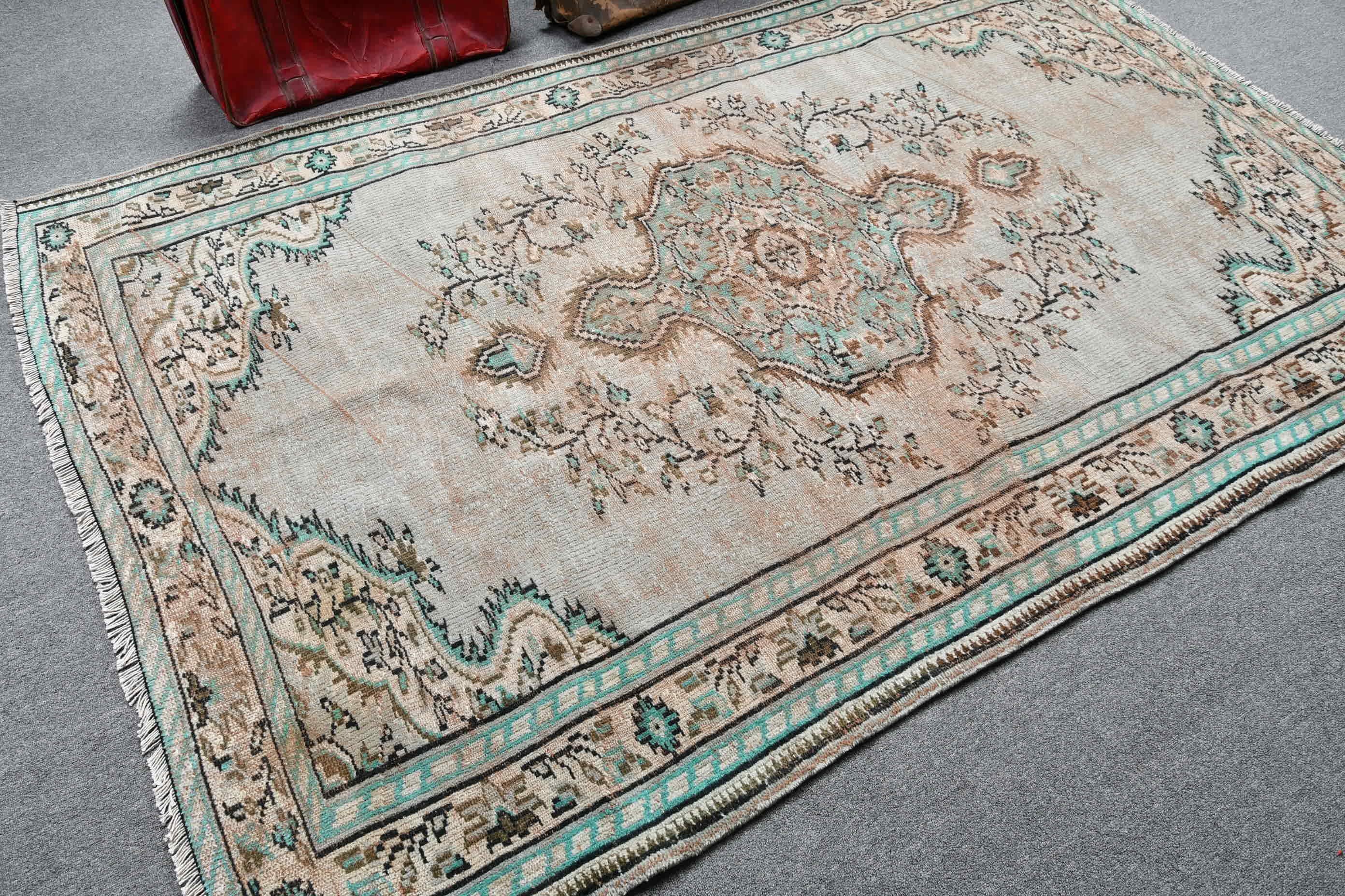 Distressed Rug, Vintage Rug, Salon Rugs, Turkish Rug, Green Antique Rugs, 5.4x8.1 ft Large Rug, Bedroom Rug, Home Decor Rug, Antique Rug