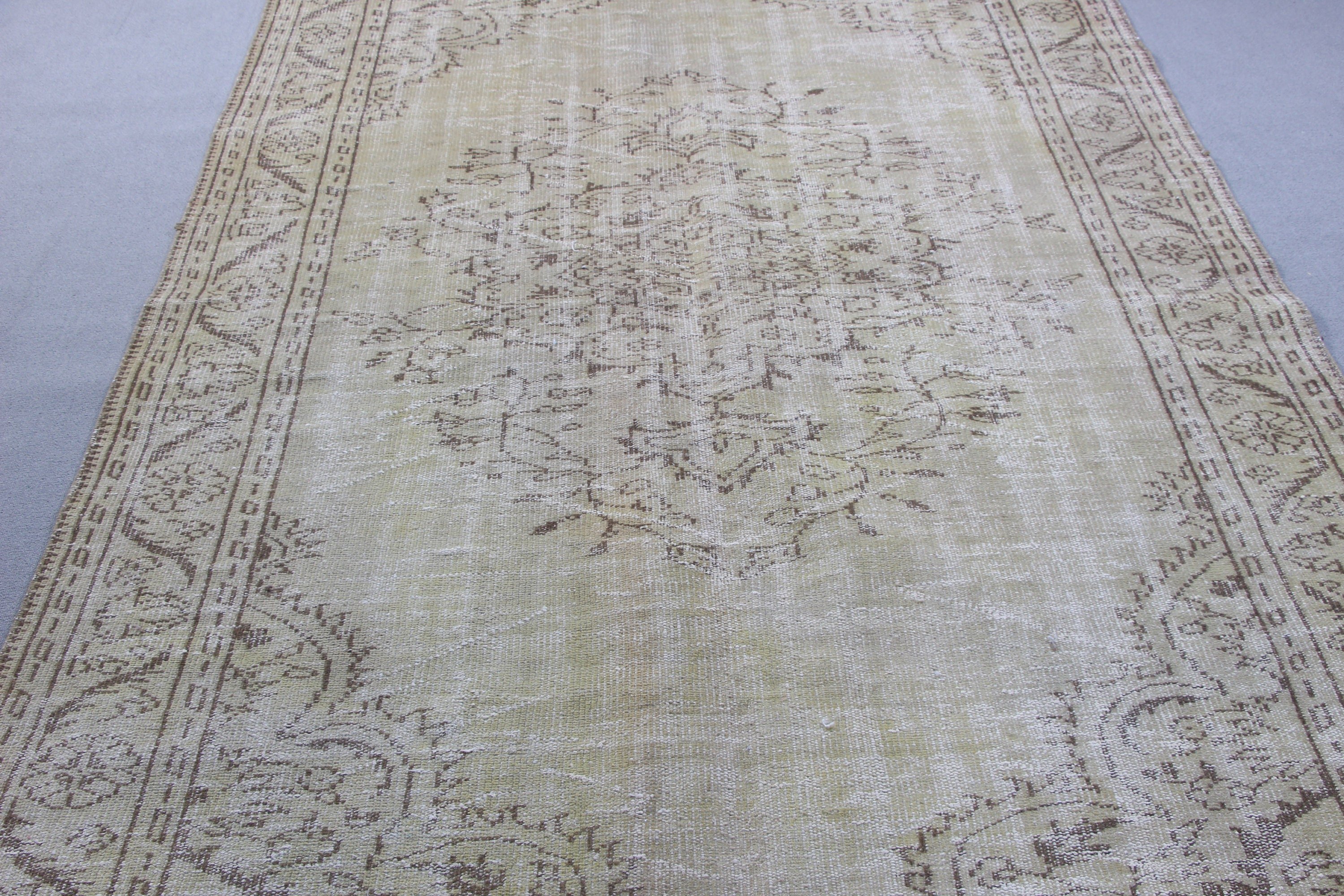 Oushak Bölge Halısı, Vintage Halılar, Türk Halıları, 5.8x5.8 ft Alan Halısı, İç Mekan Halıları, Boho Halıları, Oryantal Halılar, Yeşil Ev Dekor Halıları