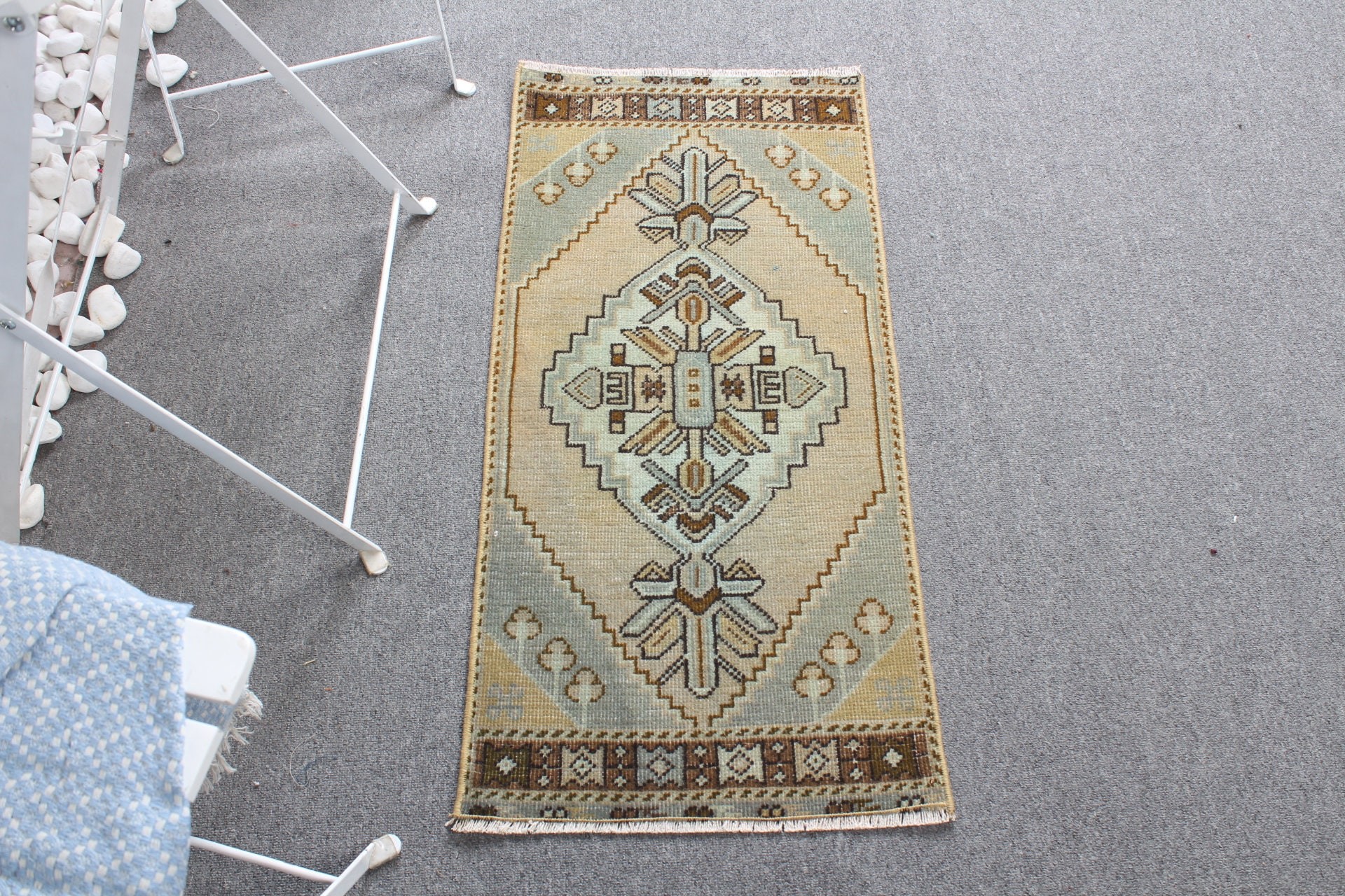 Eskitilmiş Halılar, Vintage Halı, Oryantal Halı, Yatak Odası Halıları, Yeşil 1.4x3.1 ft Küçük Halılar, Türk Halıları, Araba Paspas Halıları, Banyo Halıları