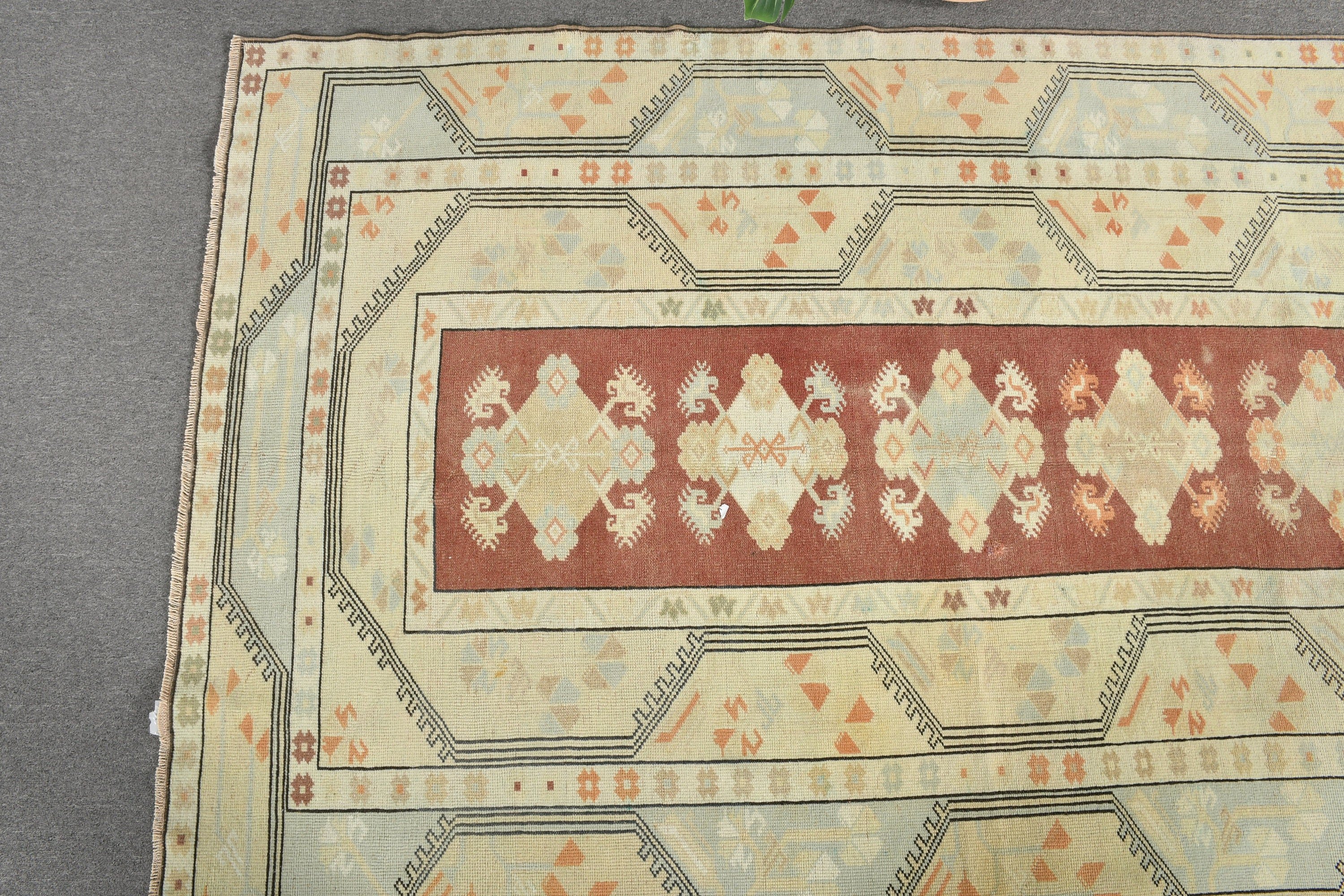 Vintage Halı, Yün Halılar, Yer Halısı, Türk Halısı, Oturma Odası Halısı, Ev Dekor Halıları, Zemin Halıları, Kahverengi 4.9x7.5 ft Alan Halısı