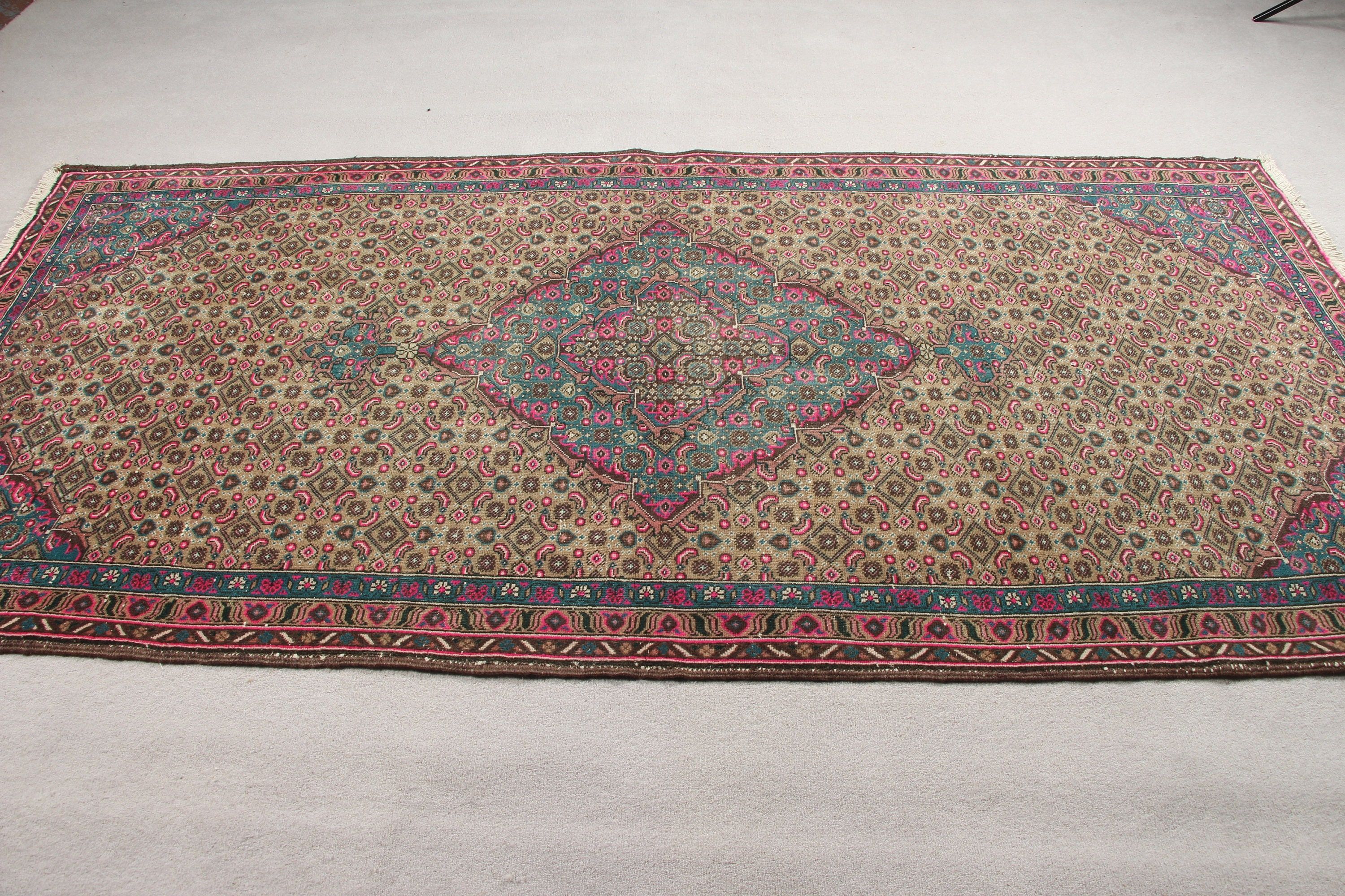 Floor Rug, Bronze Oriental Rug, Vintage Rug, Pale Rug, 4.4x9 ft Area Rug, Rugs for Dining Room, Kitchen Rug, Home Decor Rug, Turkish Rug